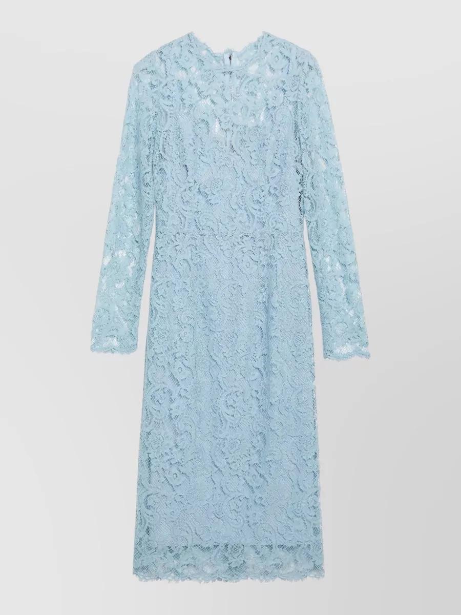 dolce and gabbana light blue lace dress Dolce & Gabbana DNA cordonetto-lace Sheath Dress | Blue
