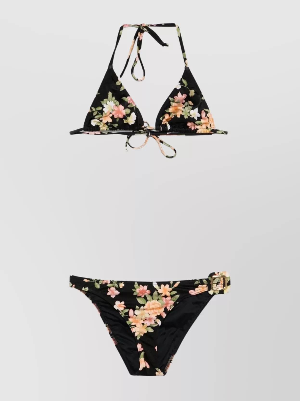 【TOM FORD】Floral Pattern Bikini TOM FORD Floral Printed Bikini Set in Combo Black & Pink | FWRD