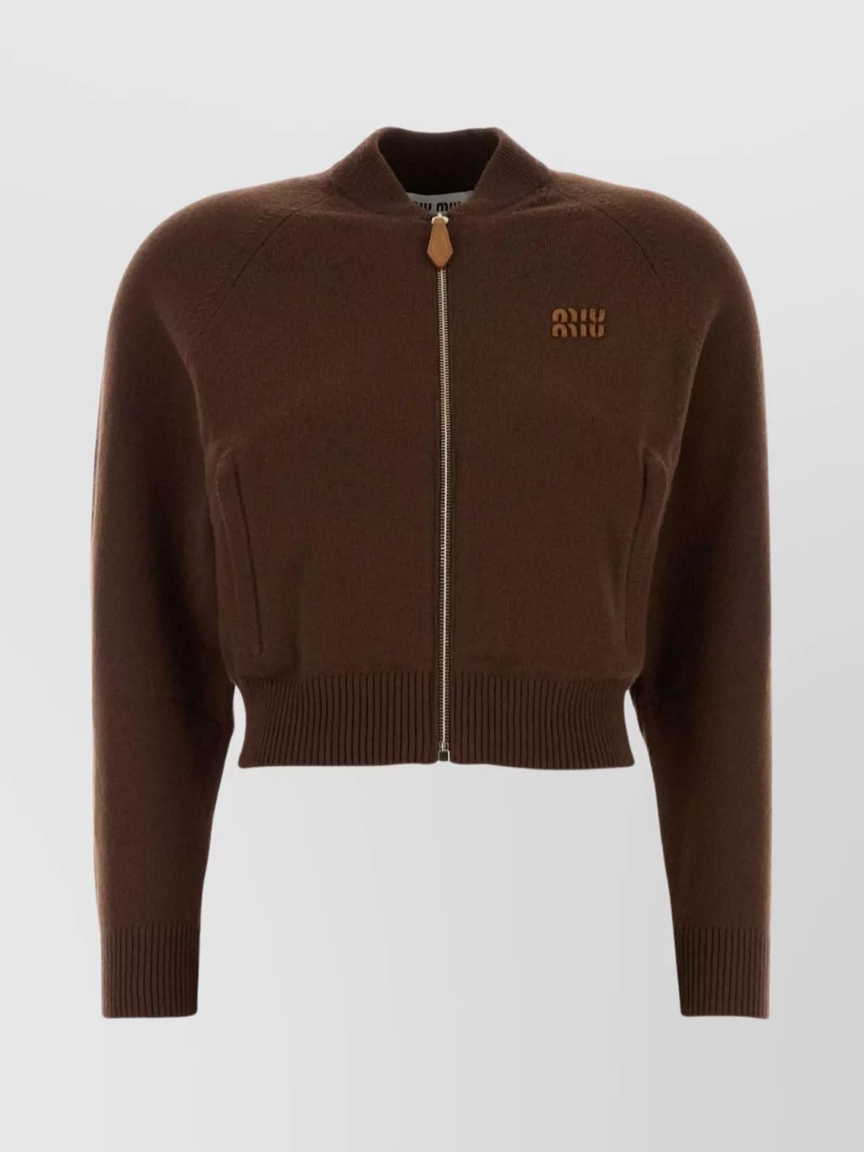 MIU MIU | WOOL & NYLON KNIT CARDIGAN BISCUIT ユニセックス MIU MIU | WOOL & NYLON KNIT CARDIGAN BISCUIT ユニセックス