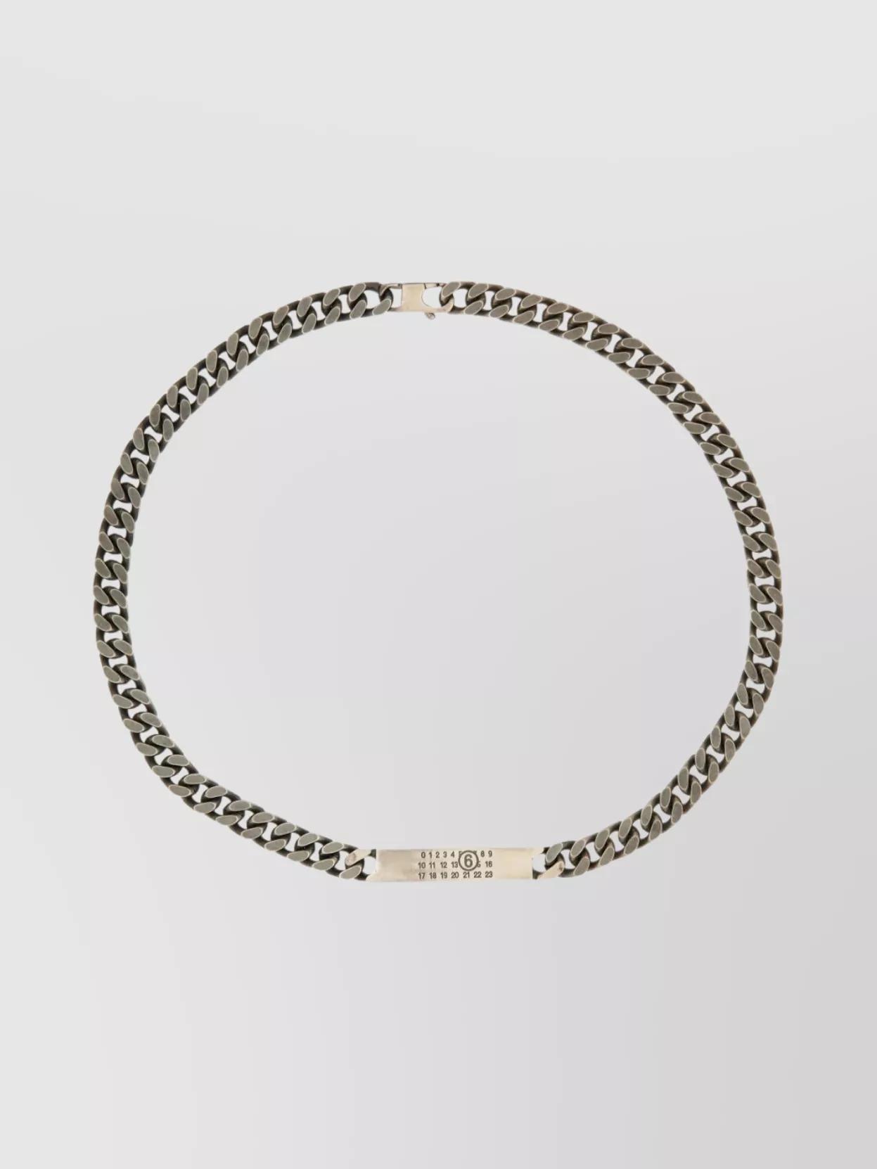 【MM6MAISONMARGIELA】MINIMAL LOGO ID TAG CURB NECKLACE / SIL Mm6 By Maison Margiela Minimal Logo Id Tag Necklace - Metal