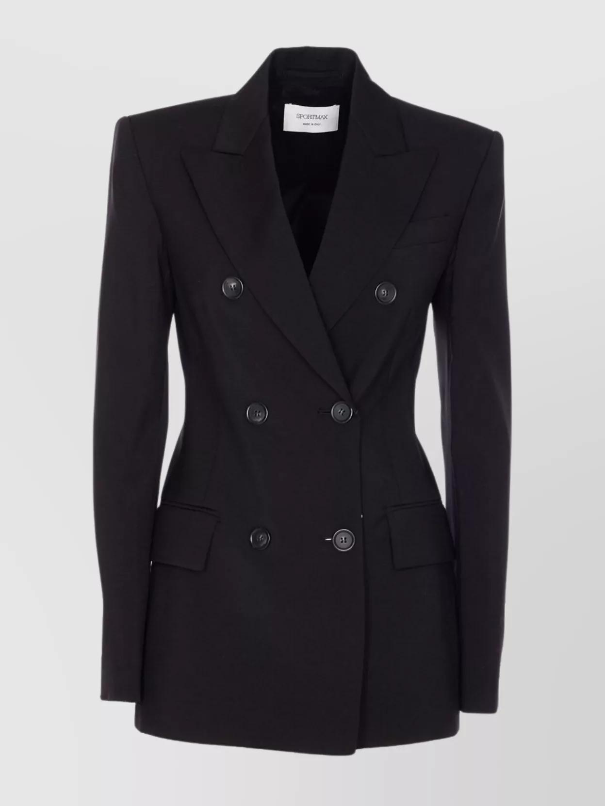 ジャケット Sportmax Long Double-Breasted Black Jacket With Belt Sportmax Blazers, sport coats and suit jackets for Women