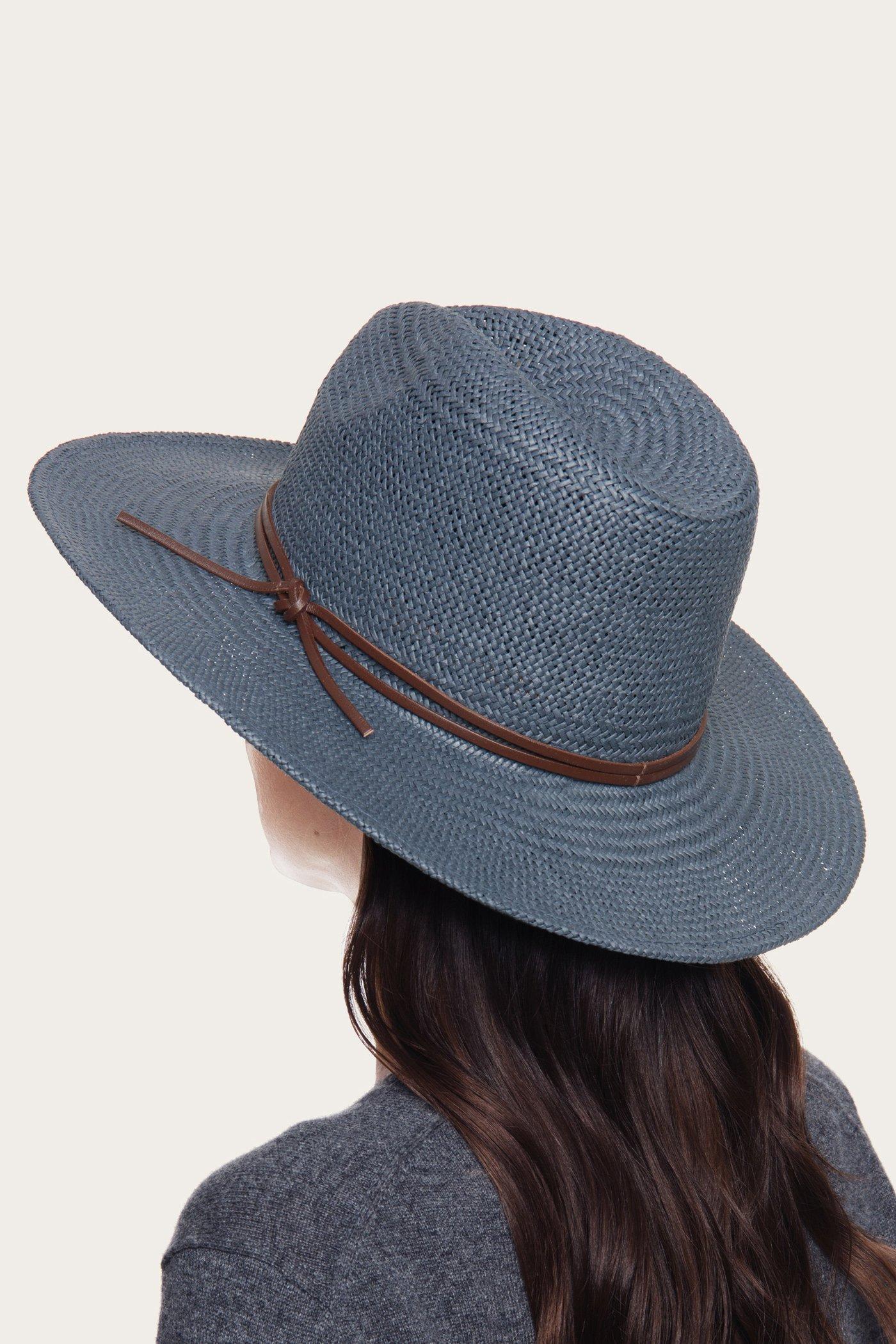 Frye Leather Straw Fedora Hat in Indigo (Blue) Lyst
