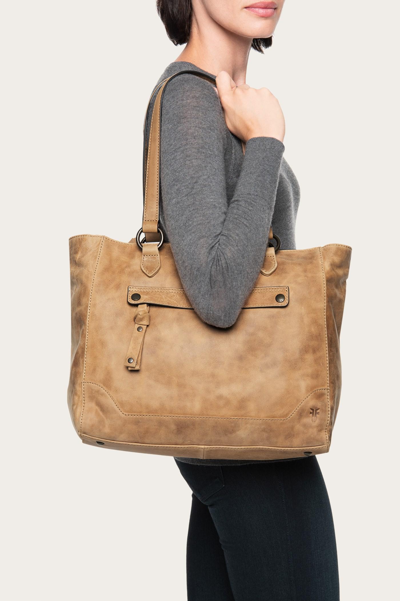 Frye Melissa Zip Leather Tote in Beige 