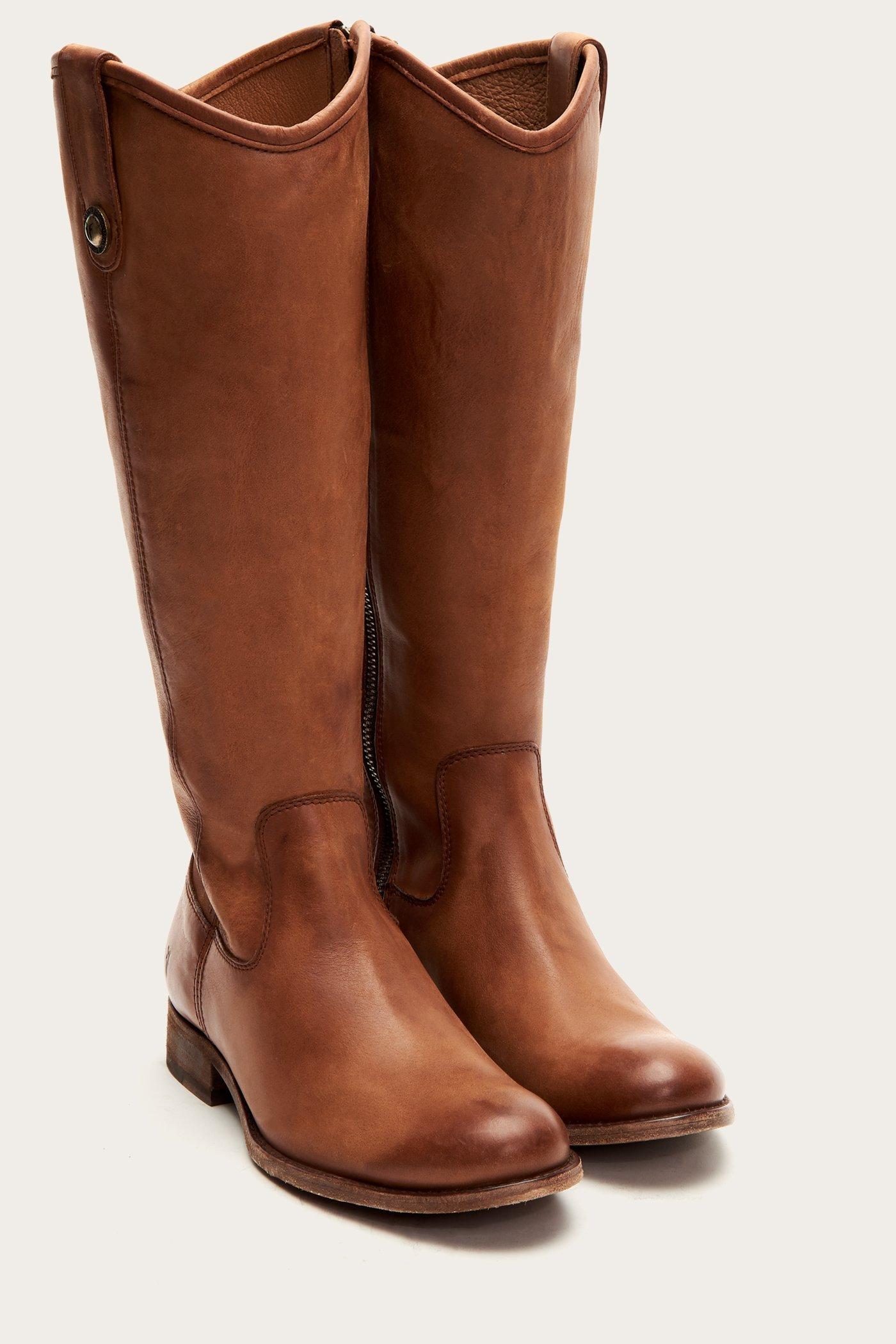 frye melissa back zip cognac