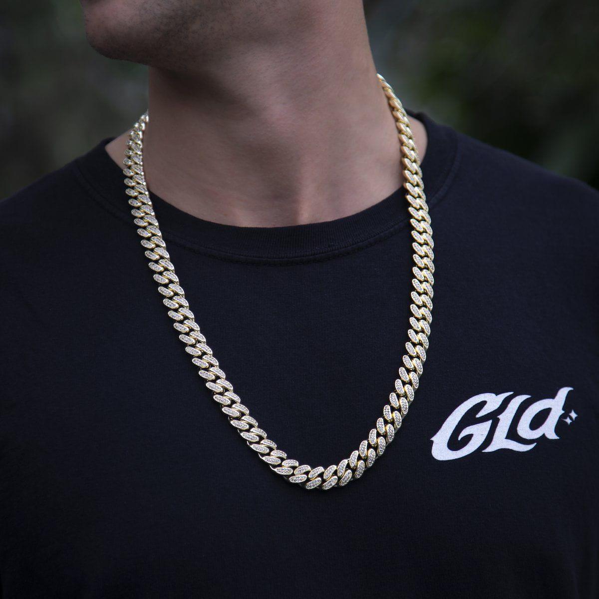 The GLD Shop Men's Diamond Cuban Link Chain - Blue - Necklaces