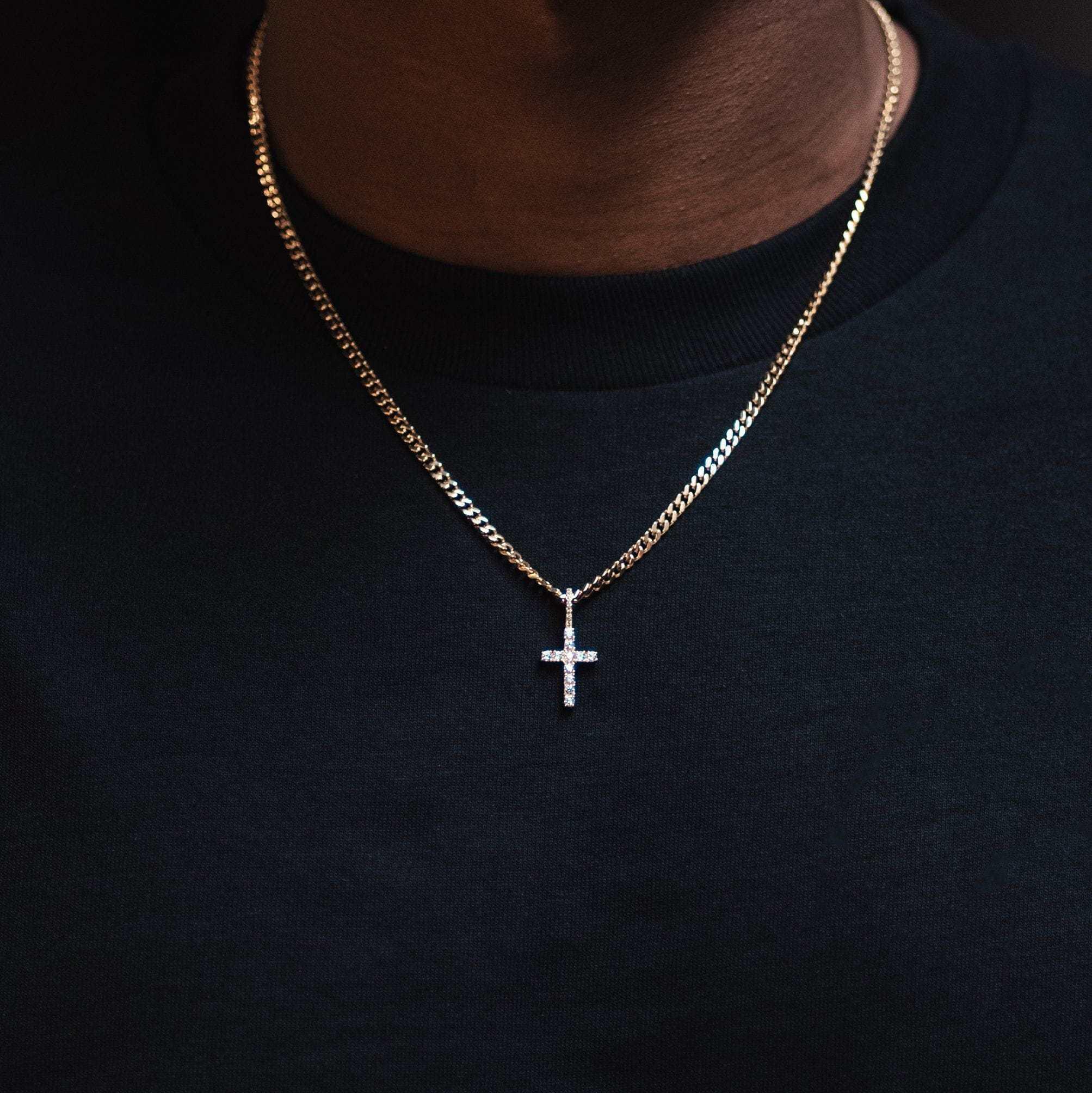 The GLD Shop 18k Vermeil Micro Diamond Cross in Blue for Men Lyst