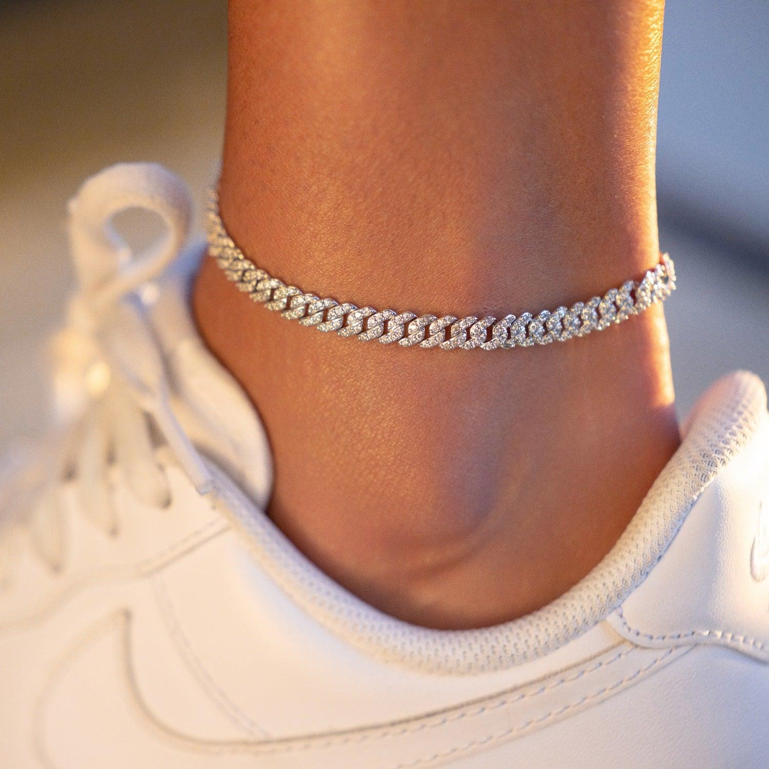 Cuban diamond online anklet