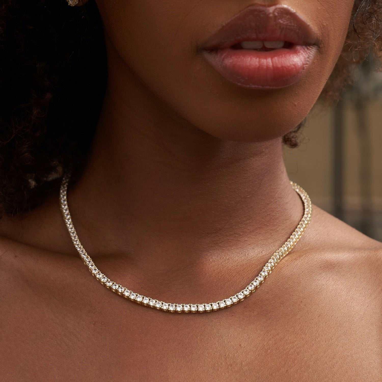 18k Gold Chain Necklace|925 Sterling Silver 18k Gold Plated Diamond Choker  Necklace - 2mm Zircon