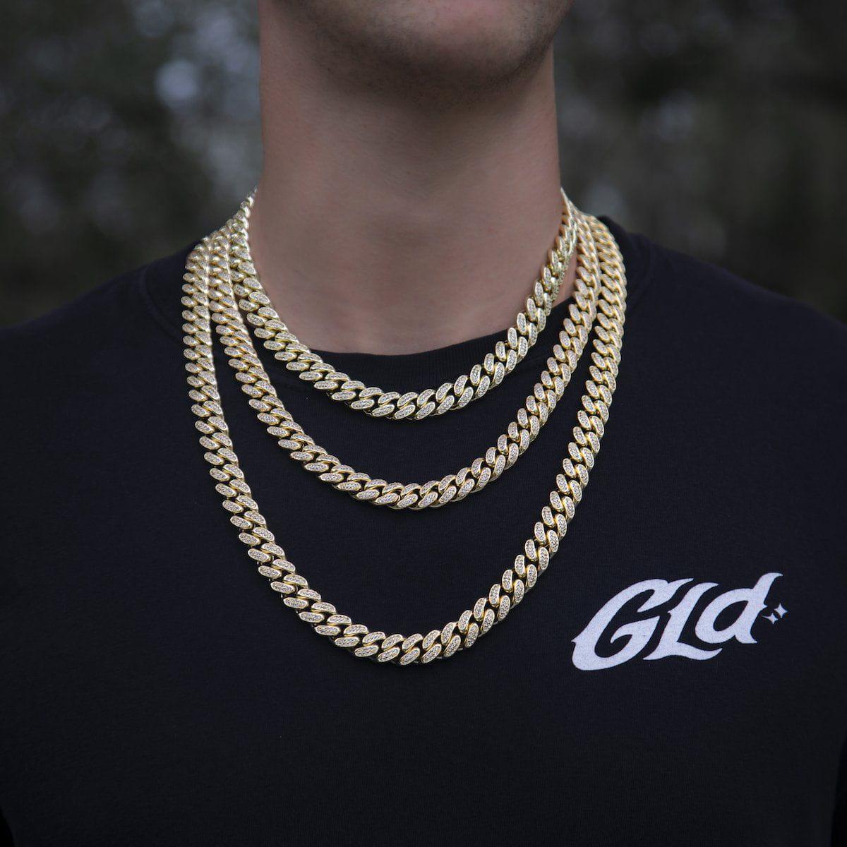The GLD Shop Men's Diamond Cuban Link Chain - Blue - Necklaces
