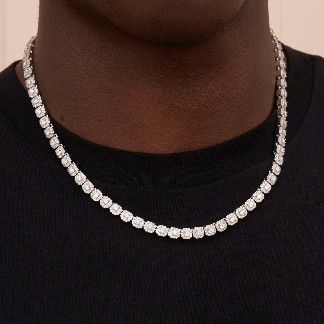 GLD shop - 22” Clustered Tennis Necklace - 14k White Gold Plated | eBay