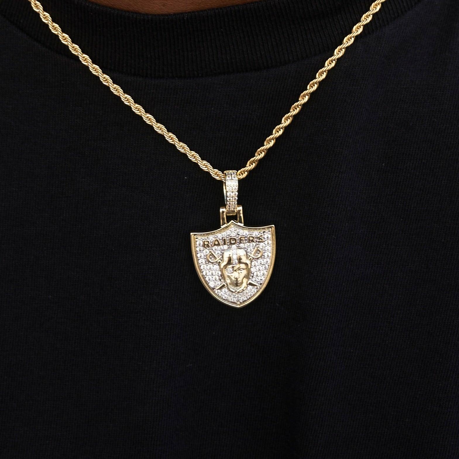 The GLD Shop Las Vegas Raiders Micro Logo Pendant Yellow Gold in