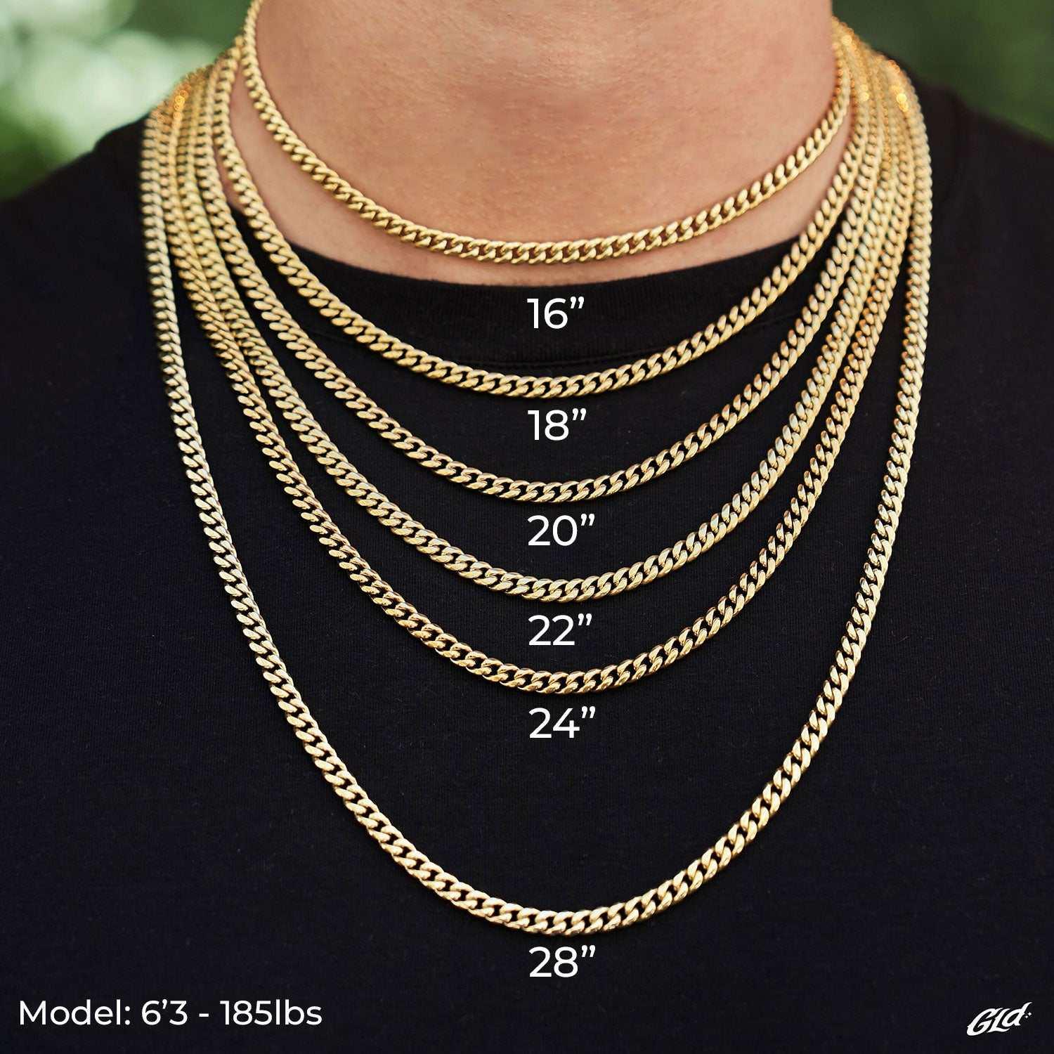 Cuban Link Necklace - 5mm, Size 16, 18K Chain - The GLD Shop