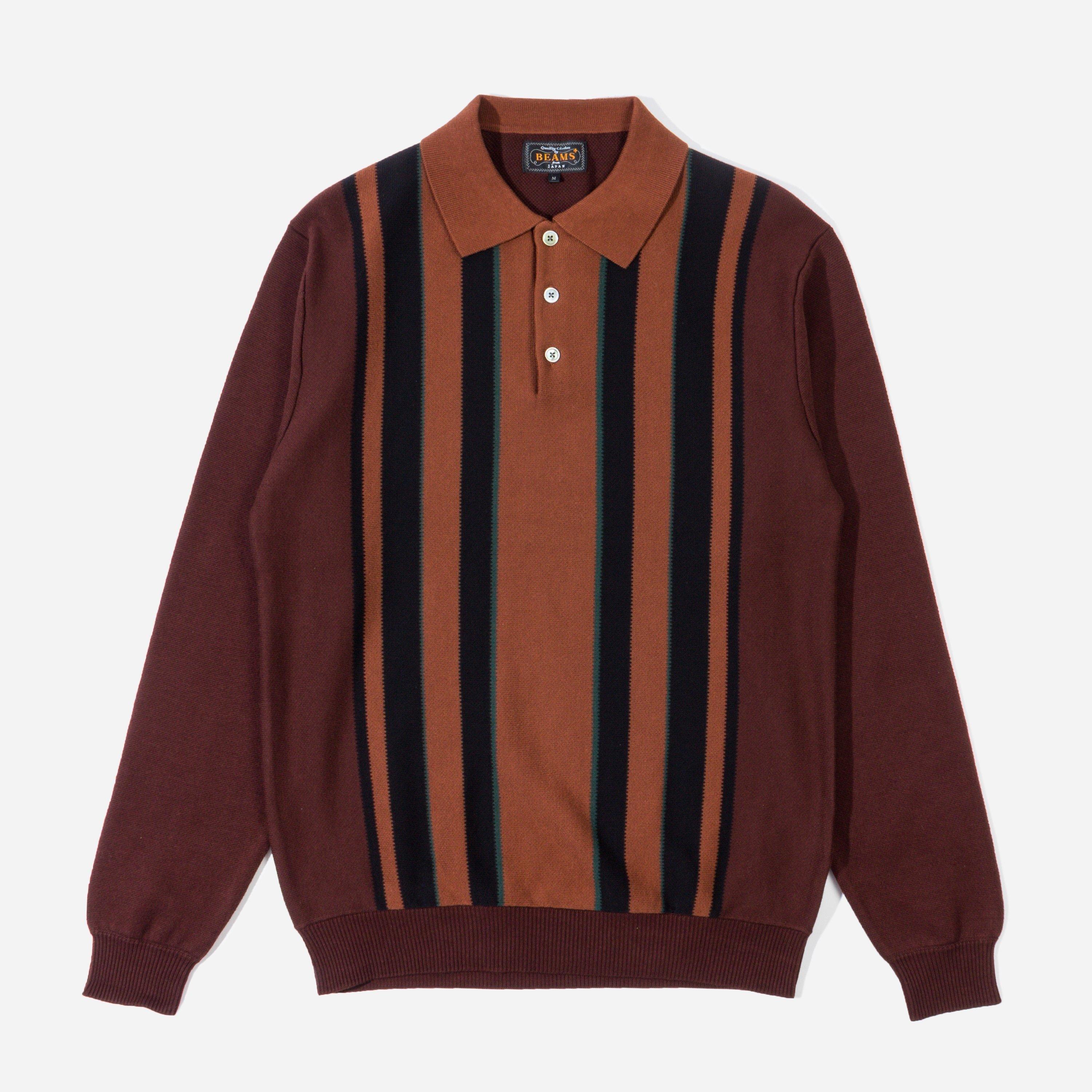 brown striped polo