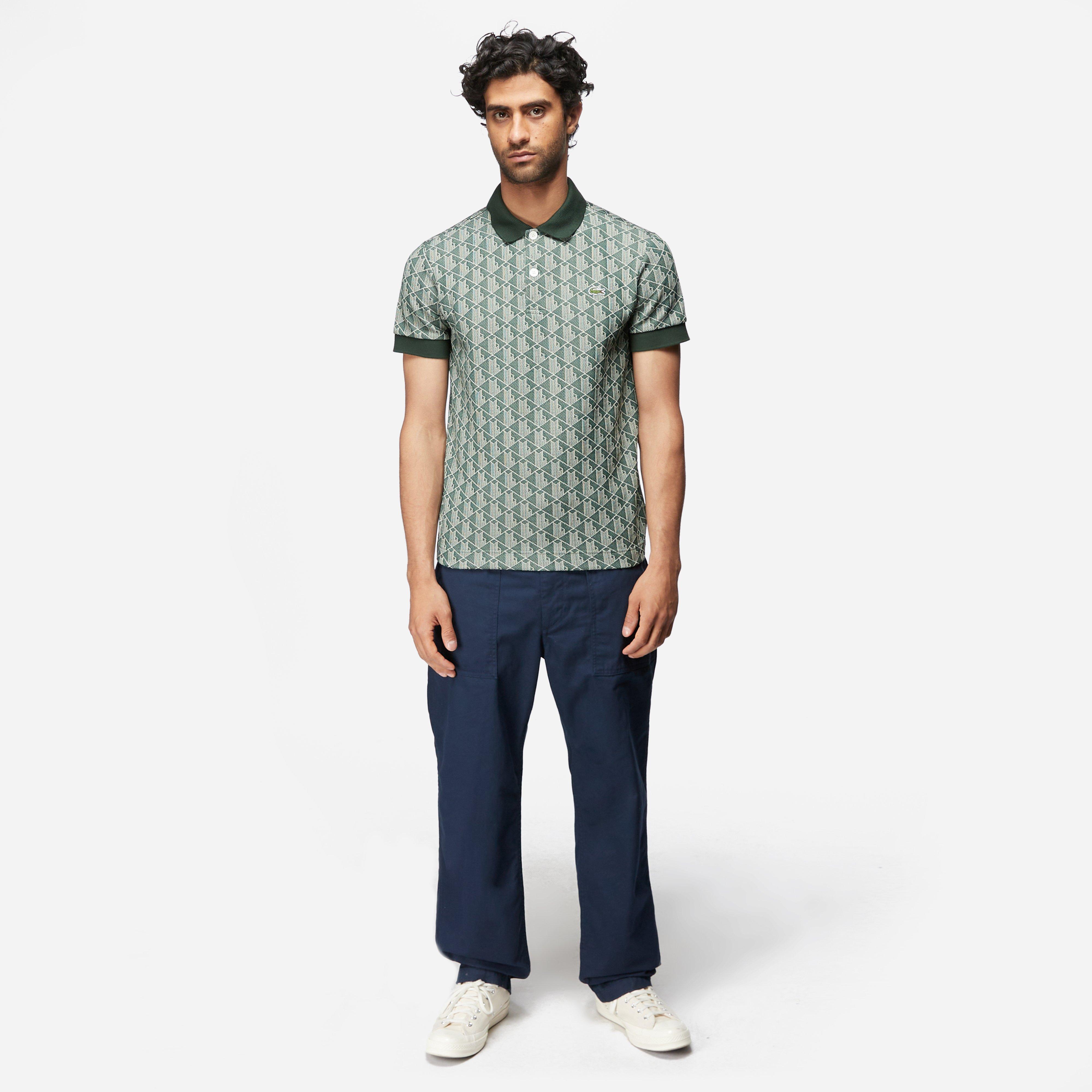 Lacoste Monogram Print Polo Shirt in Blue for Men Lyst