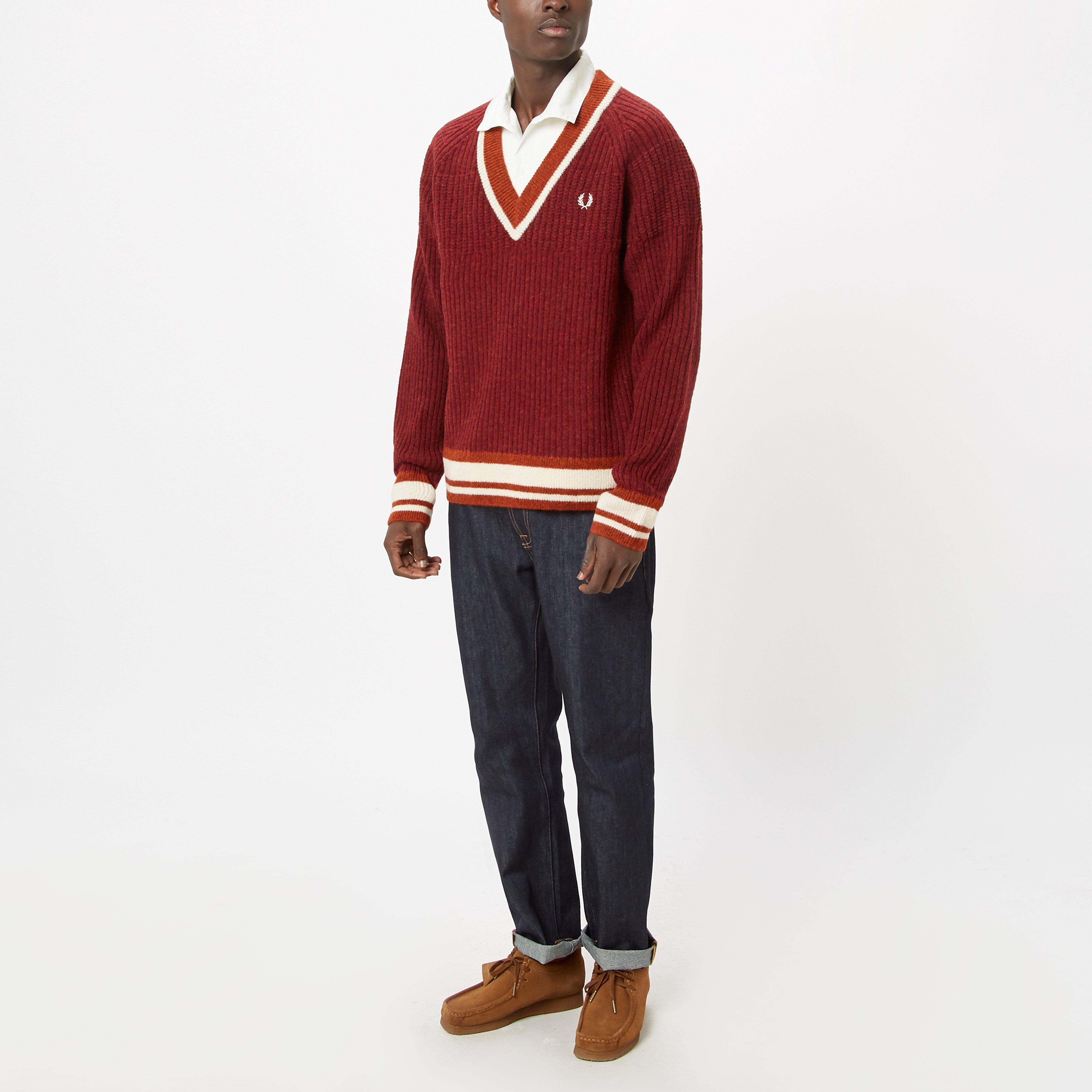 Fred Perry Wool X Nicholas Daley Texture Mix V-neck Jumper in Red/Brown  (Red) for Men - Lyst