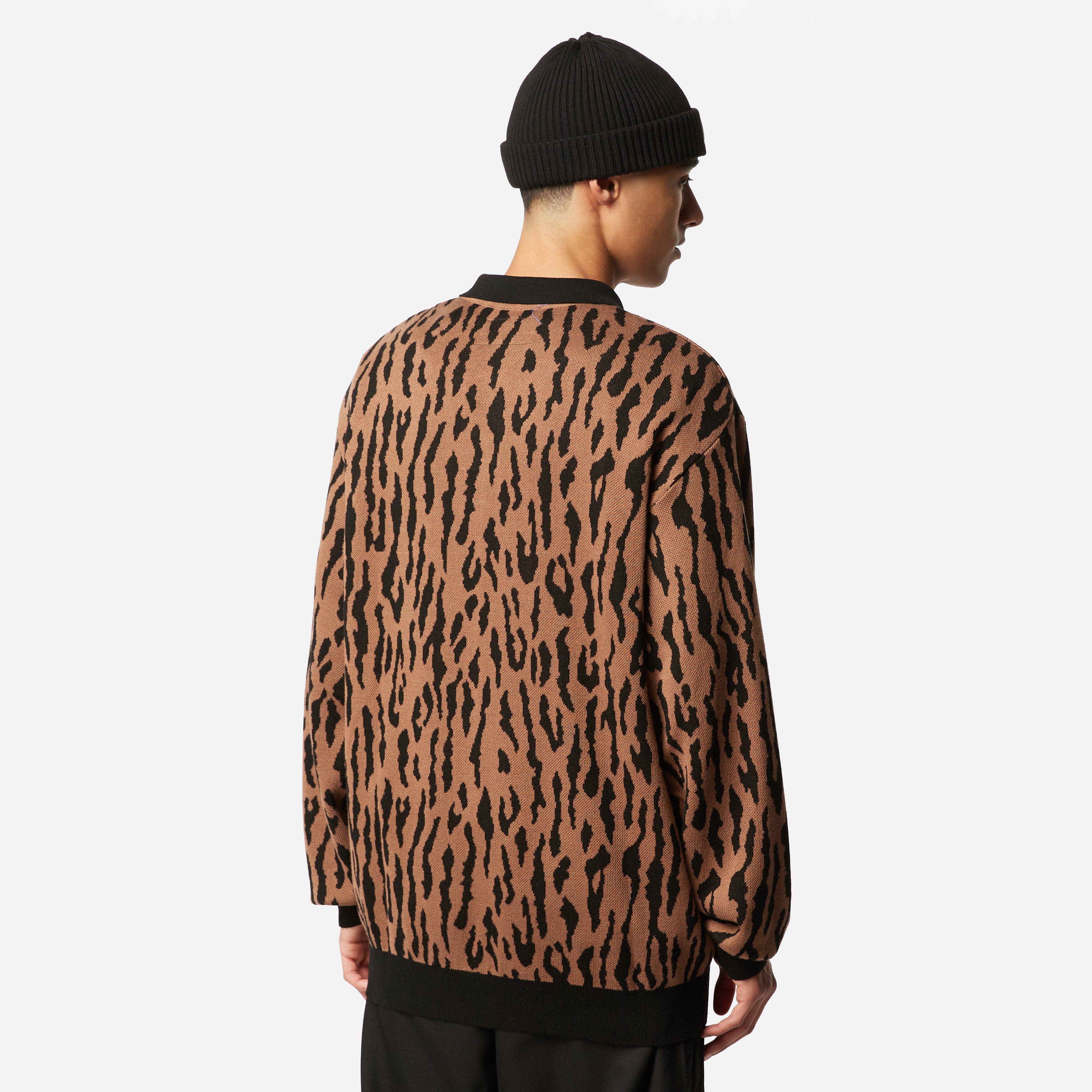 Wacko Maria Leopard Knit Jacquard Polo Shirt in Brown for Men | Lyst