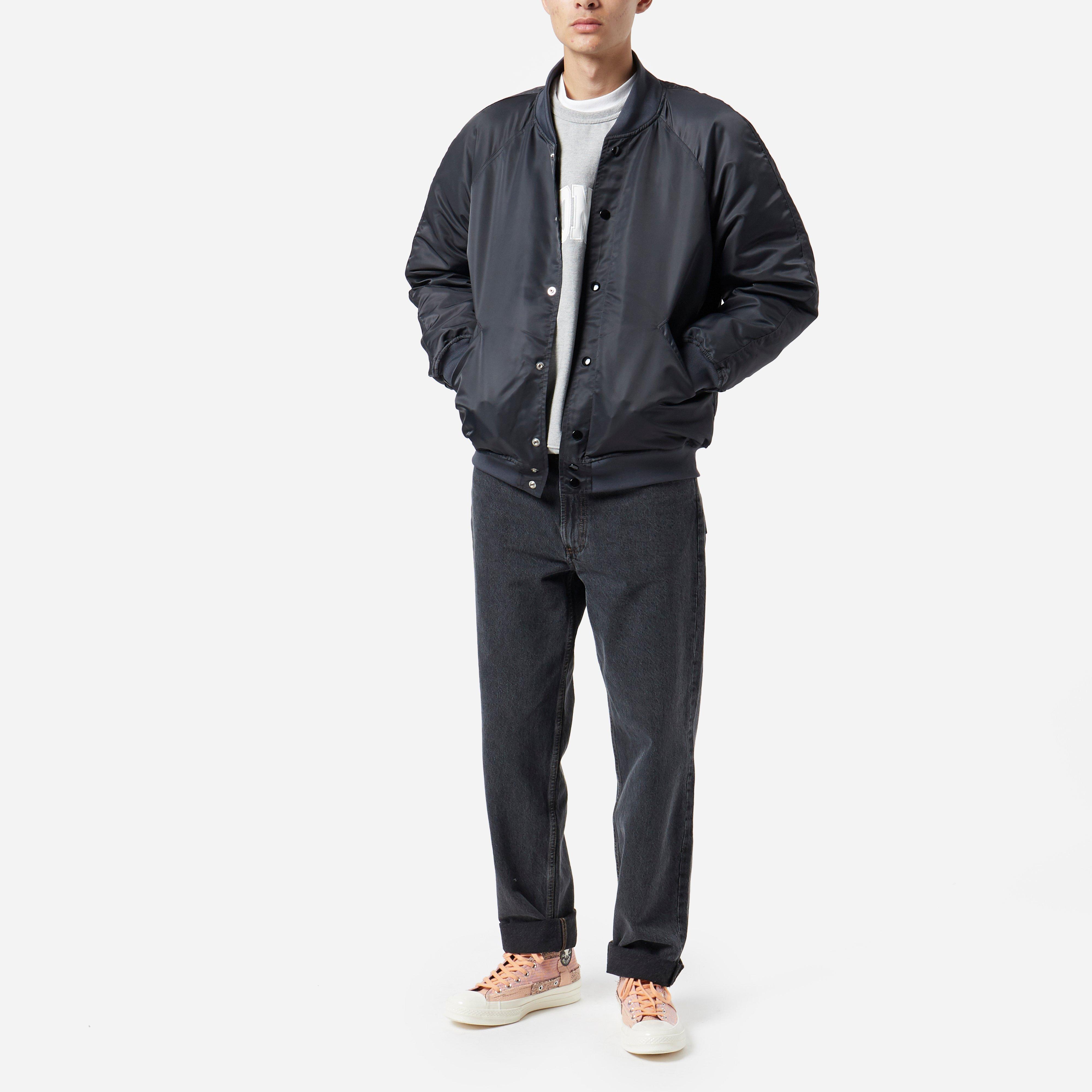 black nylon varsity jacket