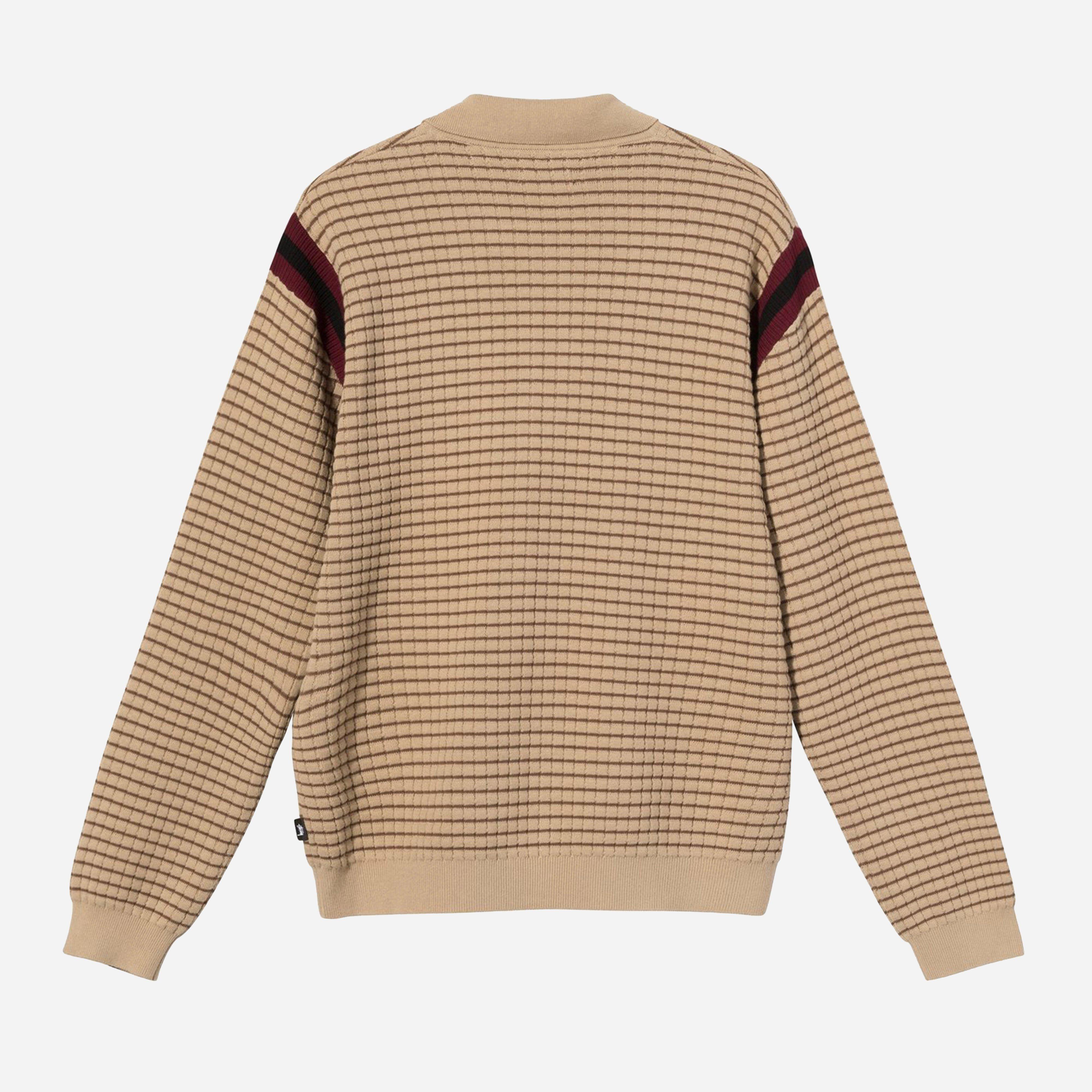 Stussy Cotton Waffle Knit Zip Polo 