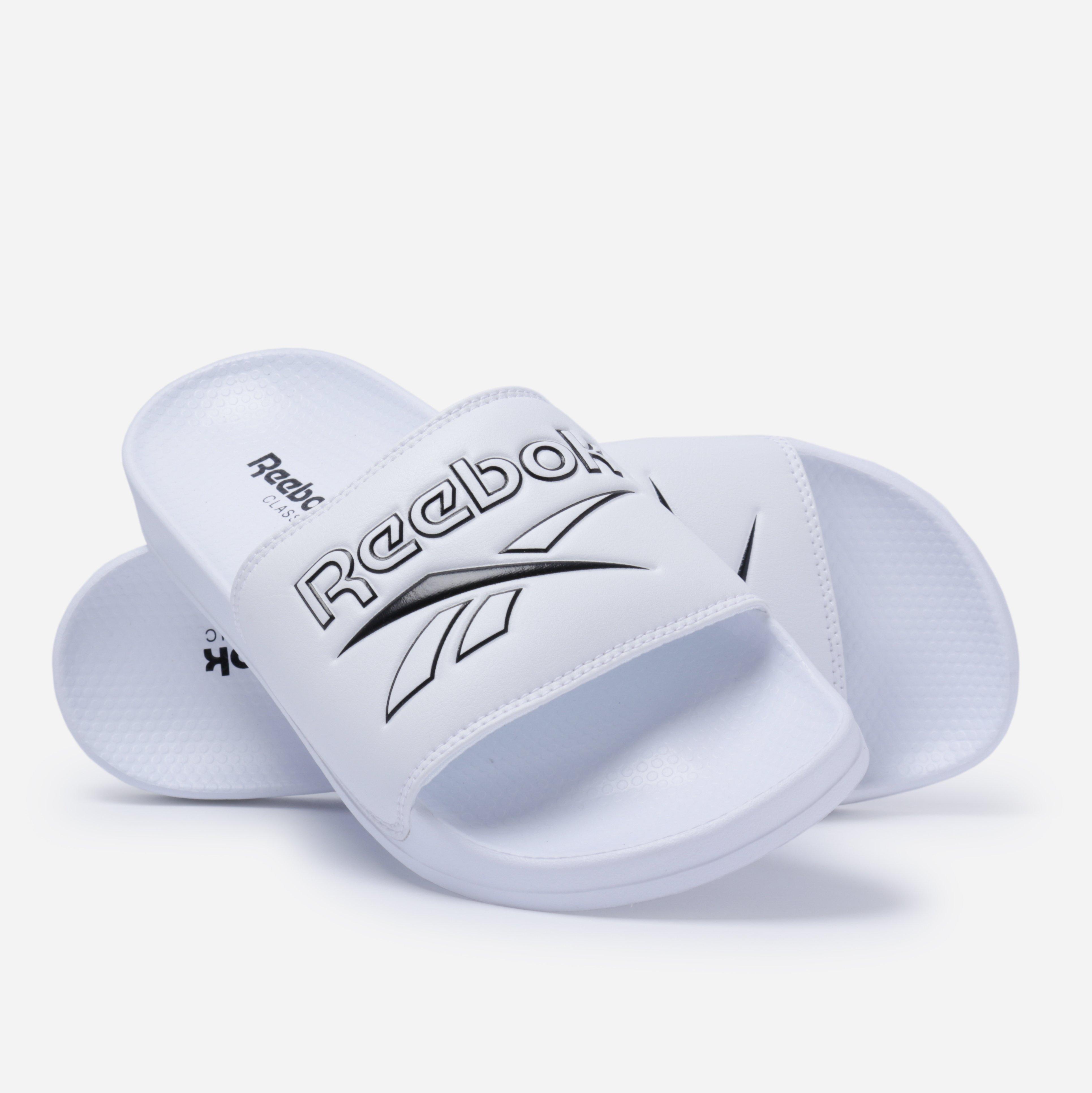 reebok white slides