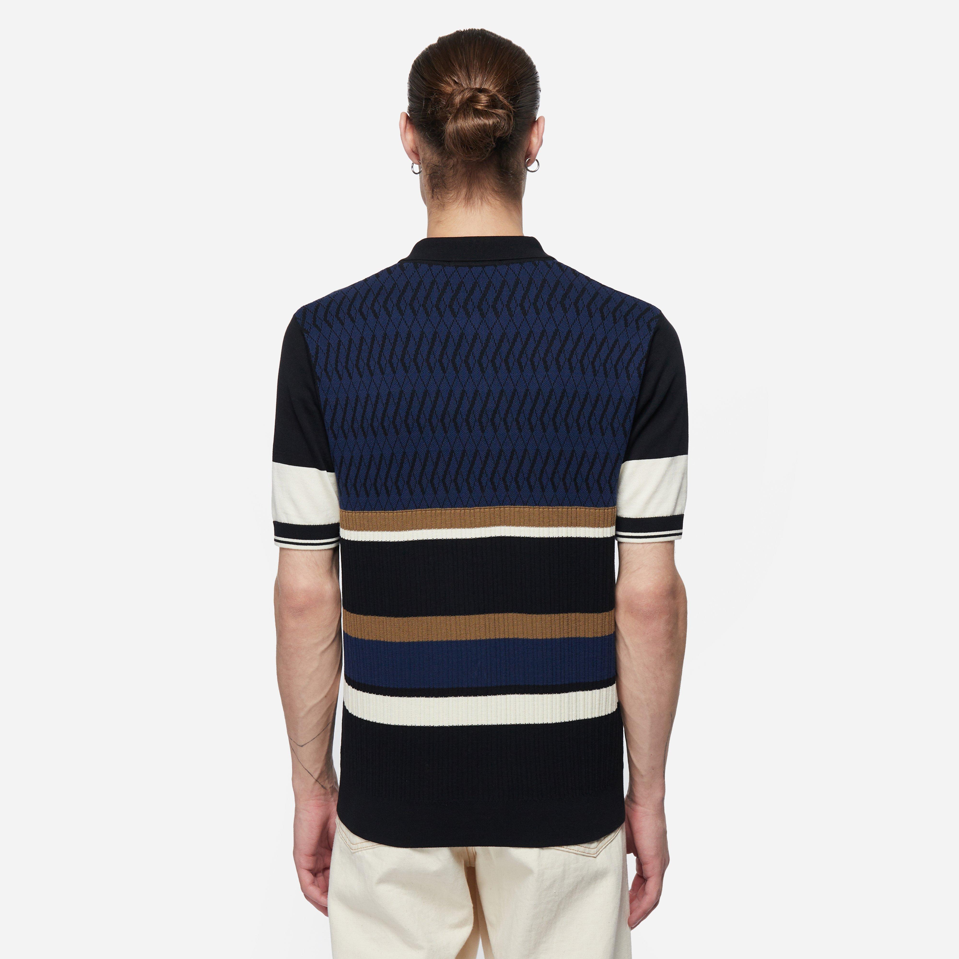 Fred Perry Argyle Panel Knitted T-shirt in Black for Men | Lyst