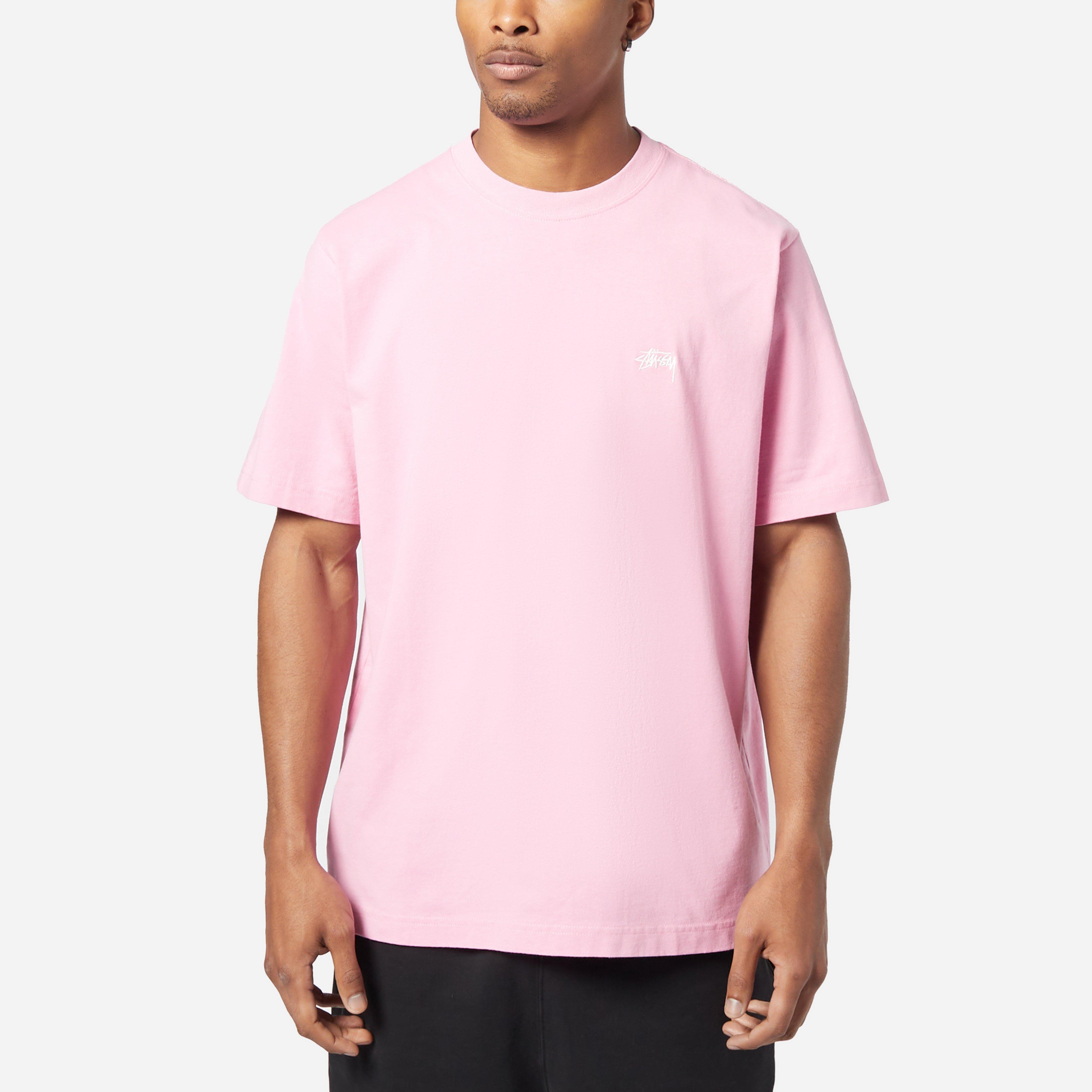 Stussy Stock Logo Short Sleeve T Shirt In Pink For Men Lyst