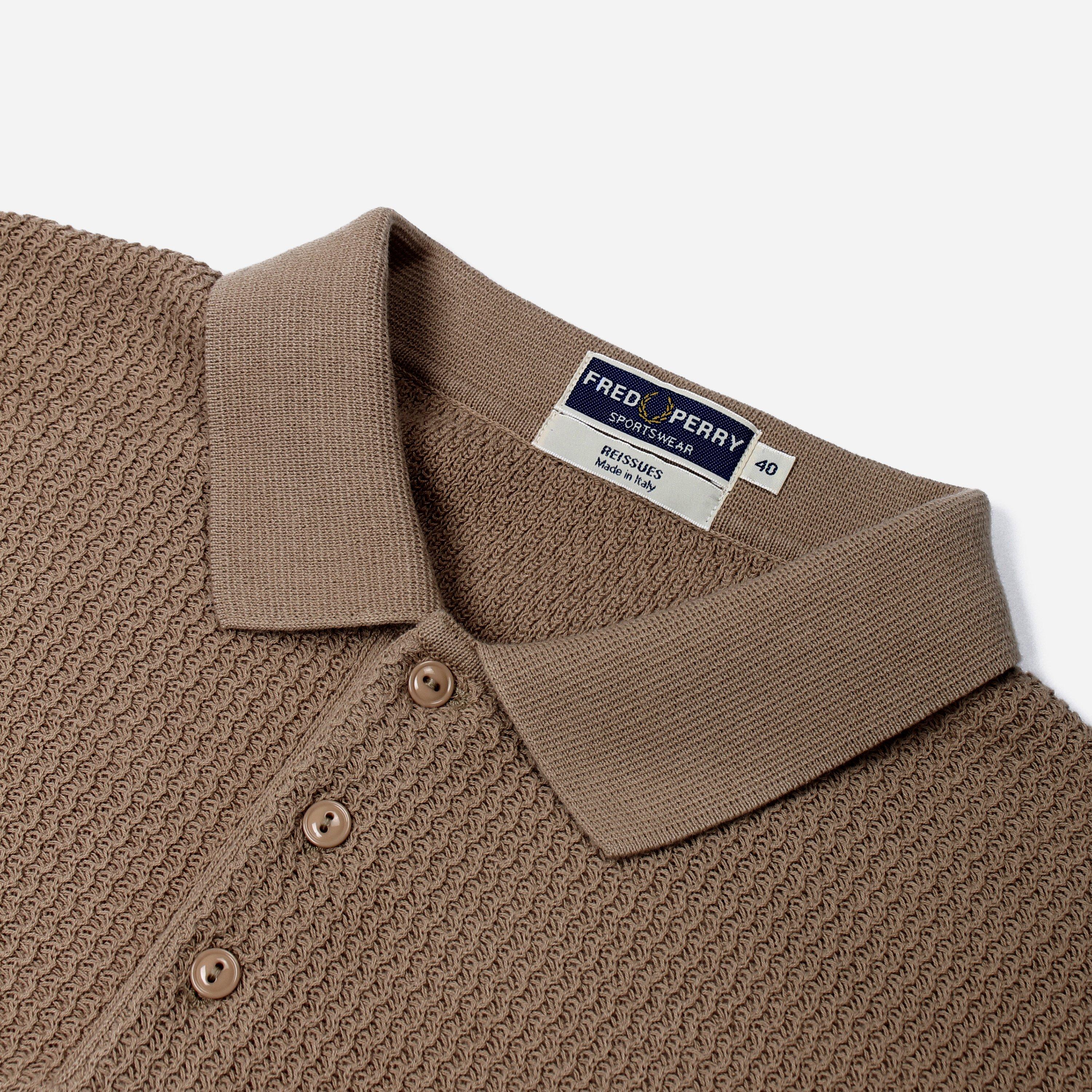 Fred Perry Raglan Knitted Polo Shirt in Brown for Men - Lyst