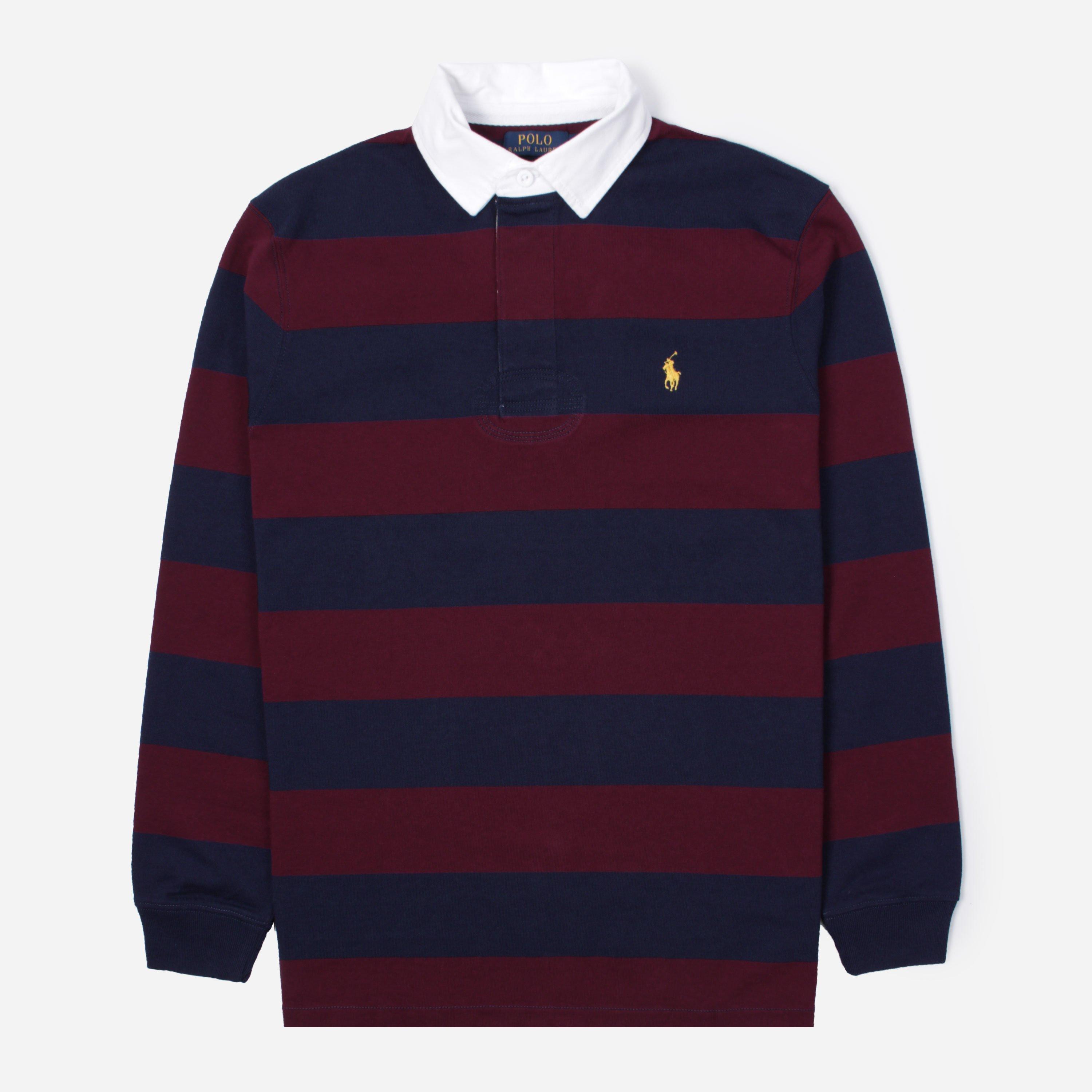 Polo Ralph Lauren Rugby Stripe Long Sleeve Polo Shirt in Burgundy (Blue)  for Men | Lyst
