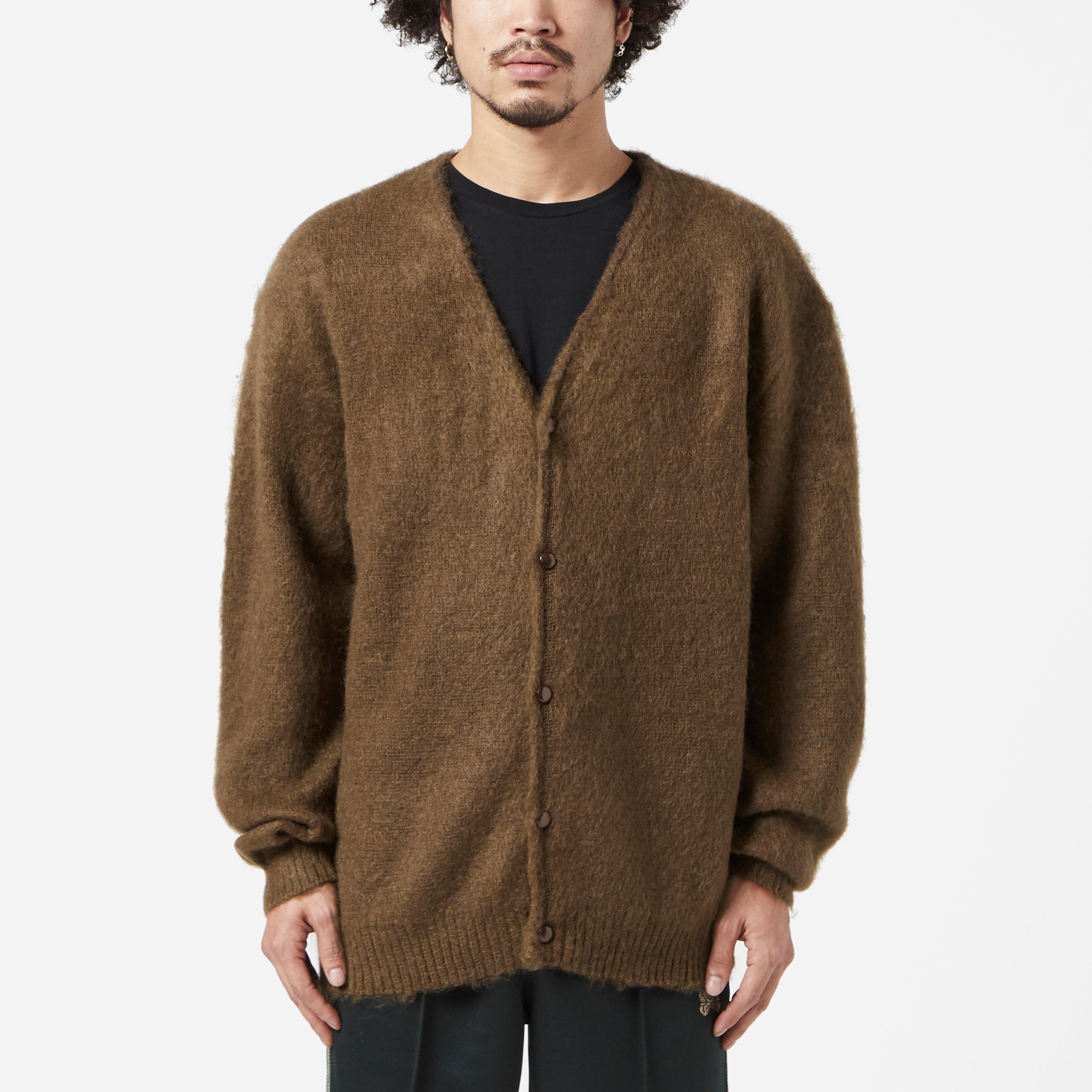 Needles Solid Mohair Cardigan in Brown for Men | Lyst