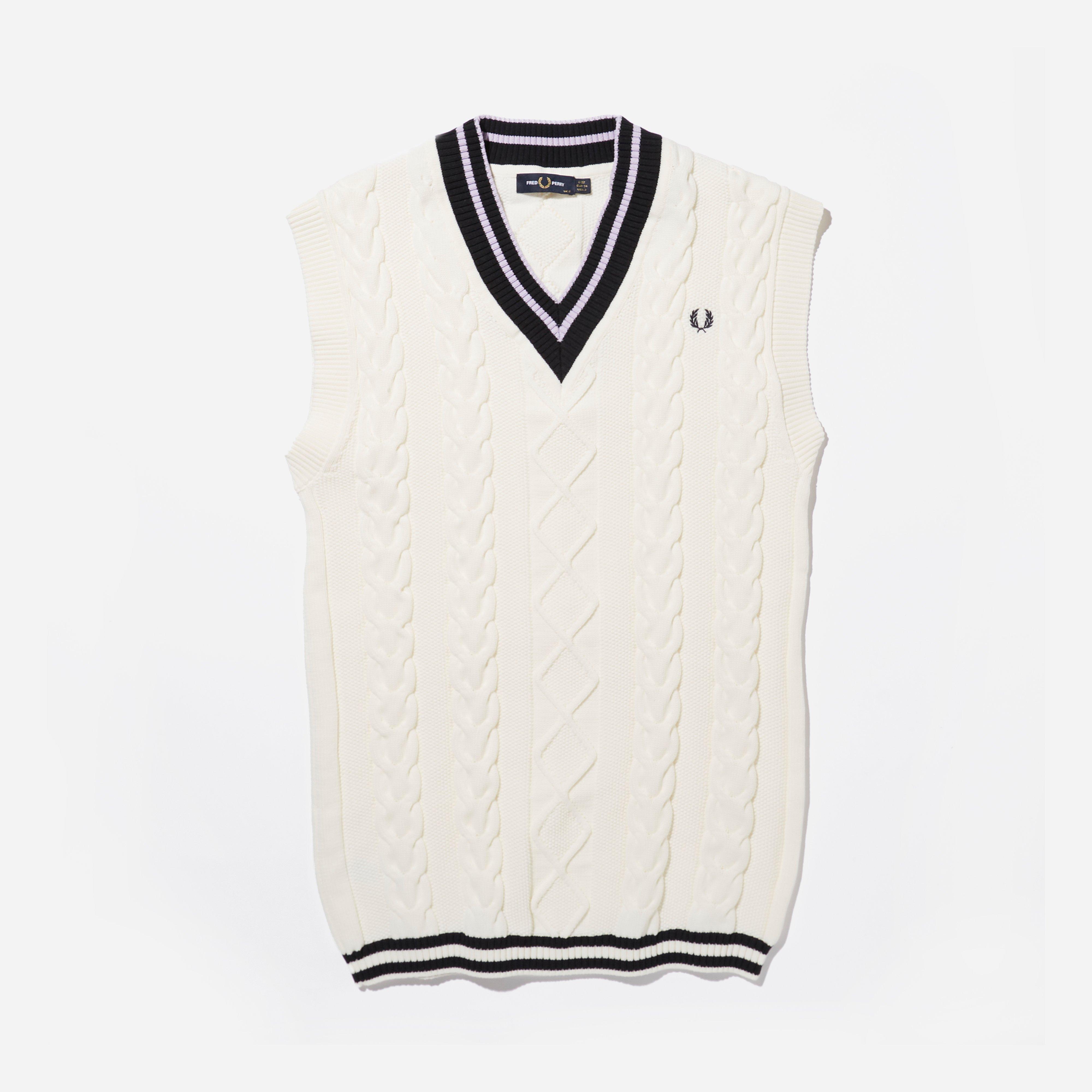 Fred Perry Cable Knit Tank Women's in White | Lyst