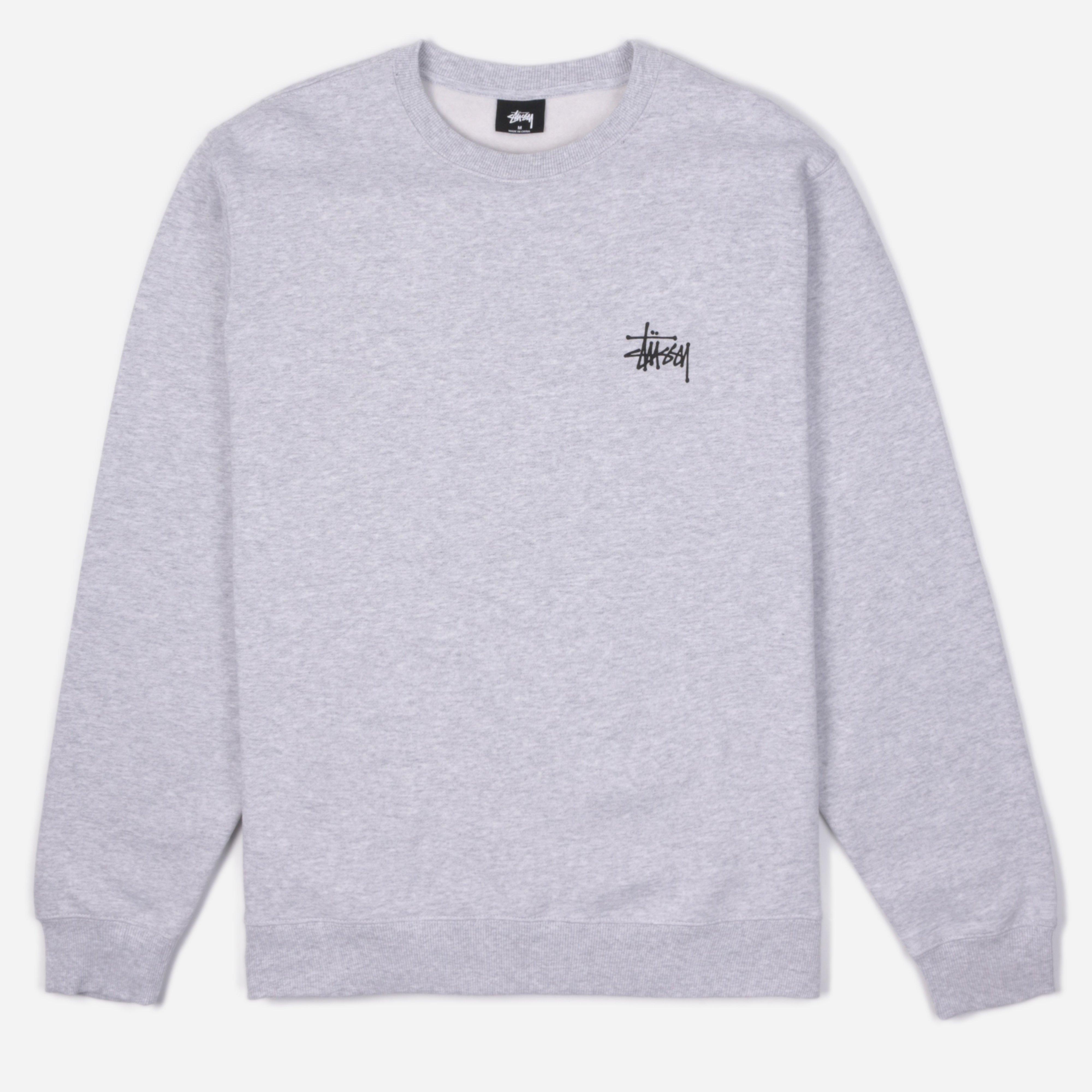 Stussy Basic Crew Sweatshirt in Grey (Gray) for Men - Lyst