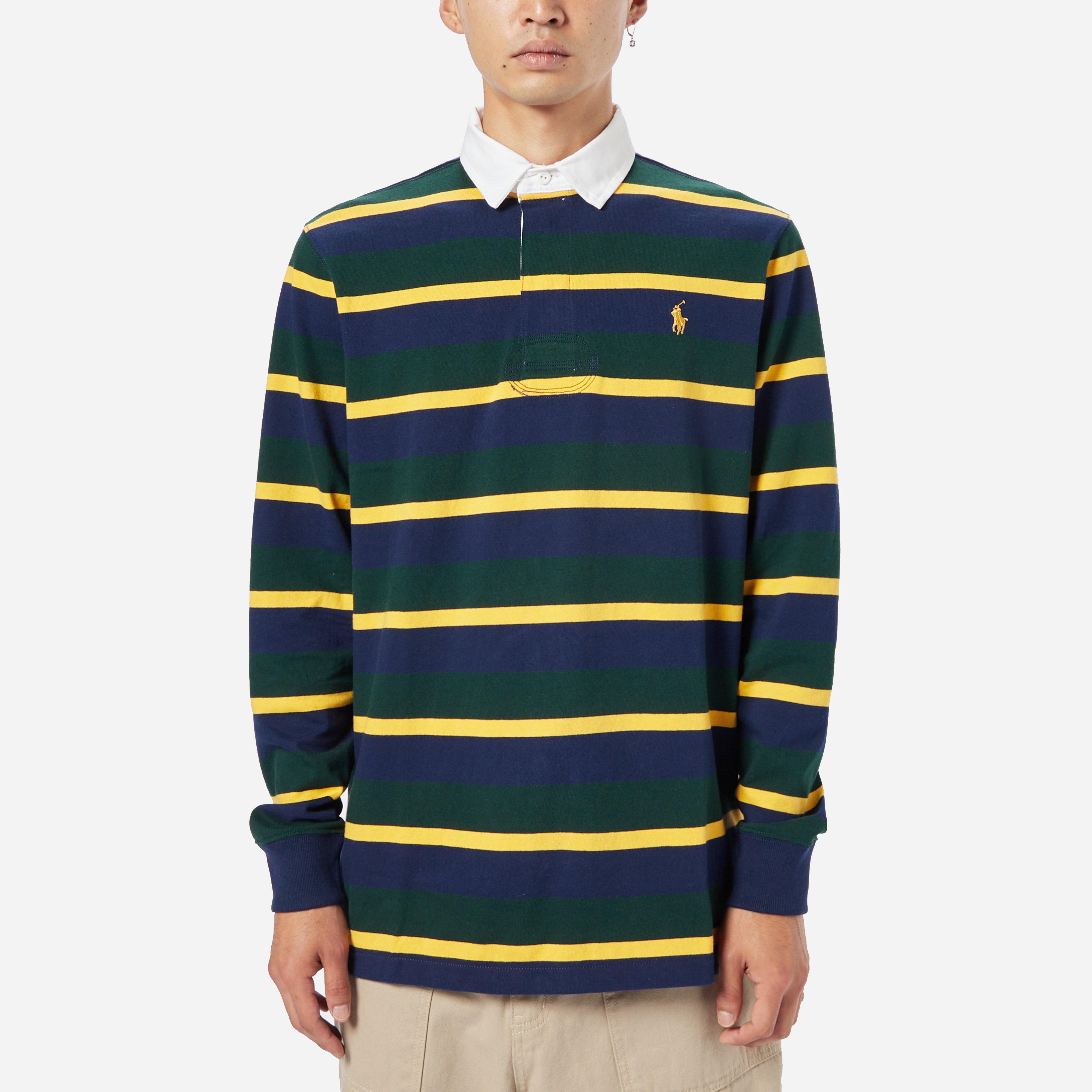 Polo Ralph Lauren Striped Rugby Shirt in Green for Men Lyst