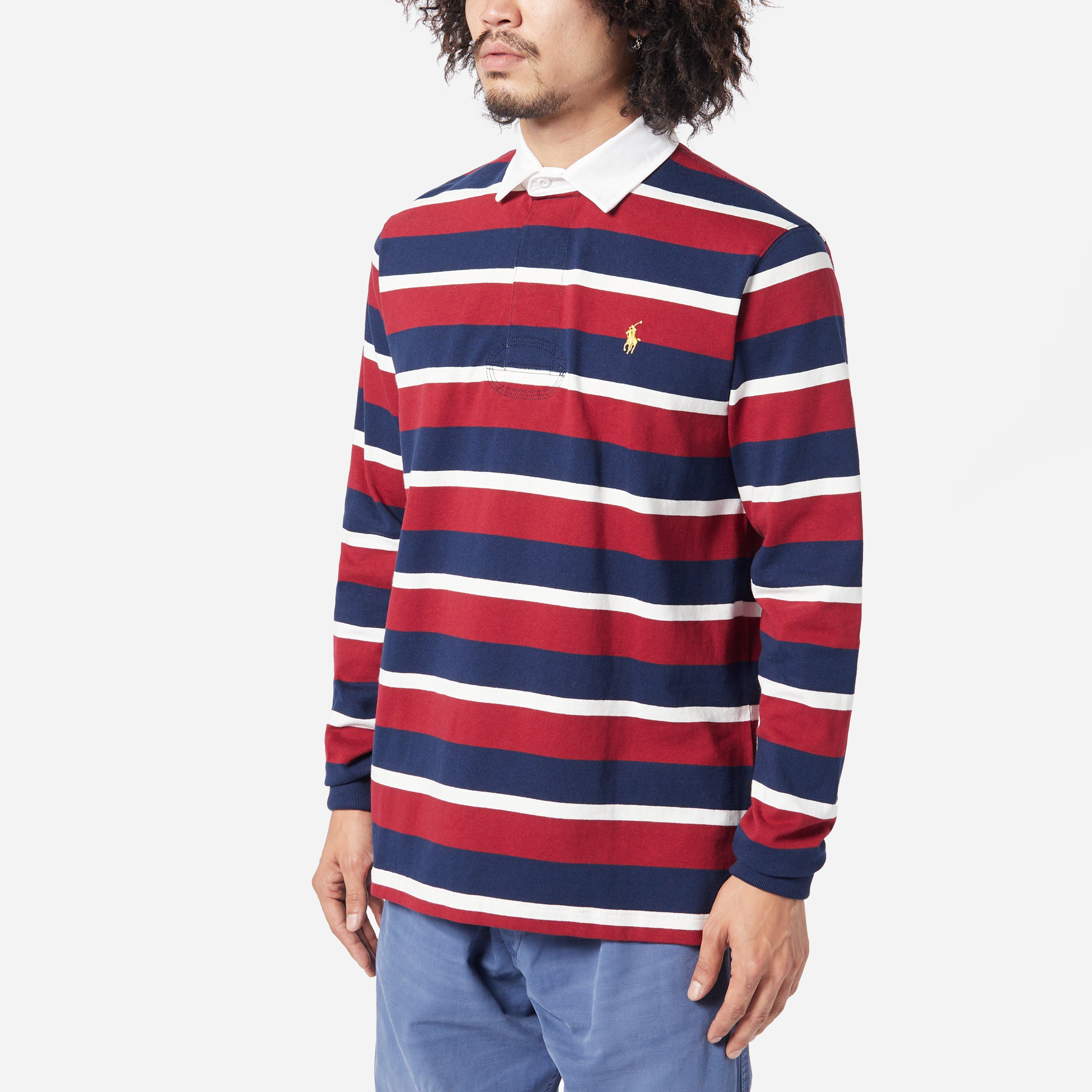Polo Ralph Lauren Striped Rugby Shirt in Red for Men | Lyst