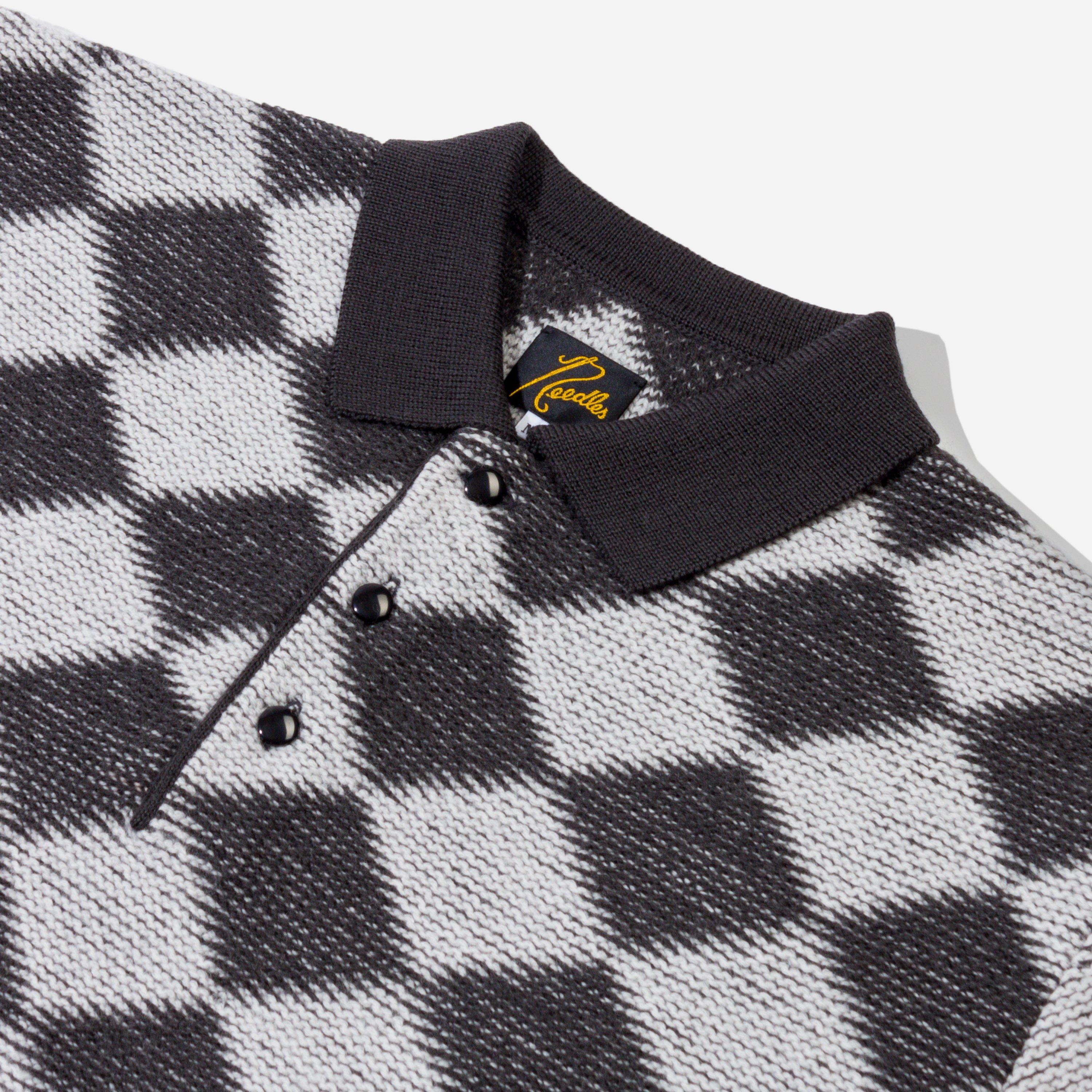 needles checkered polo sweater