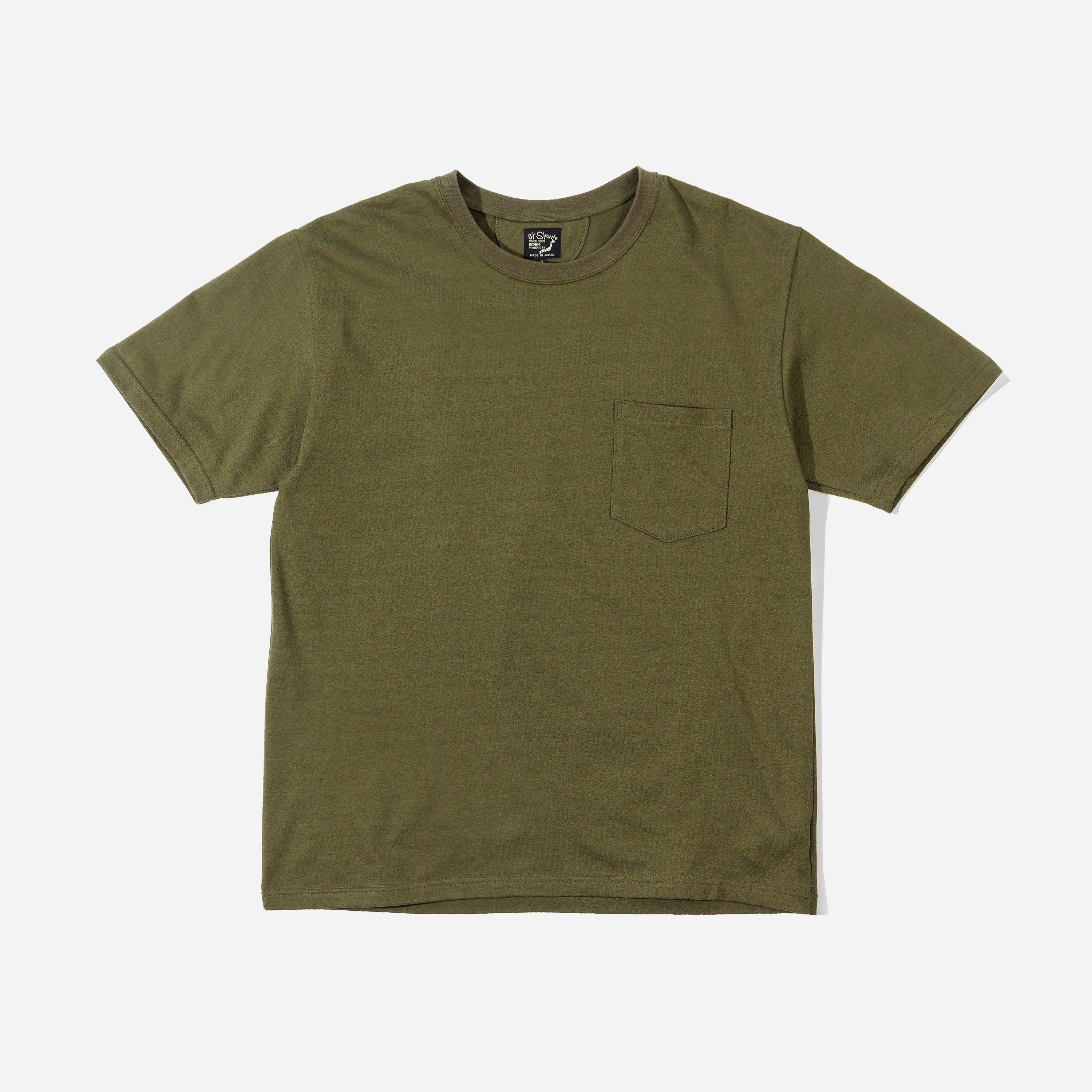 Orslow Pocket T-shirt in Green/Army 