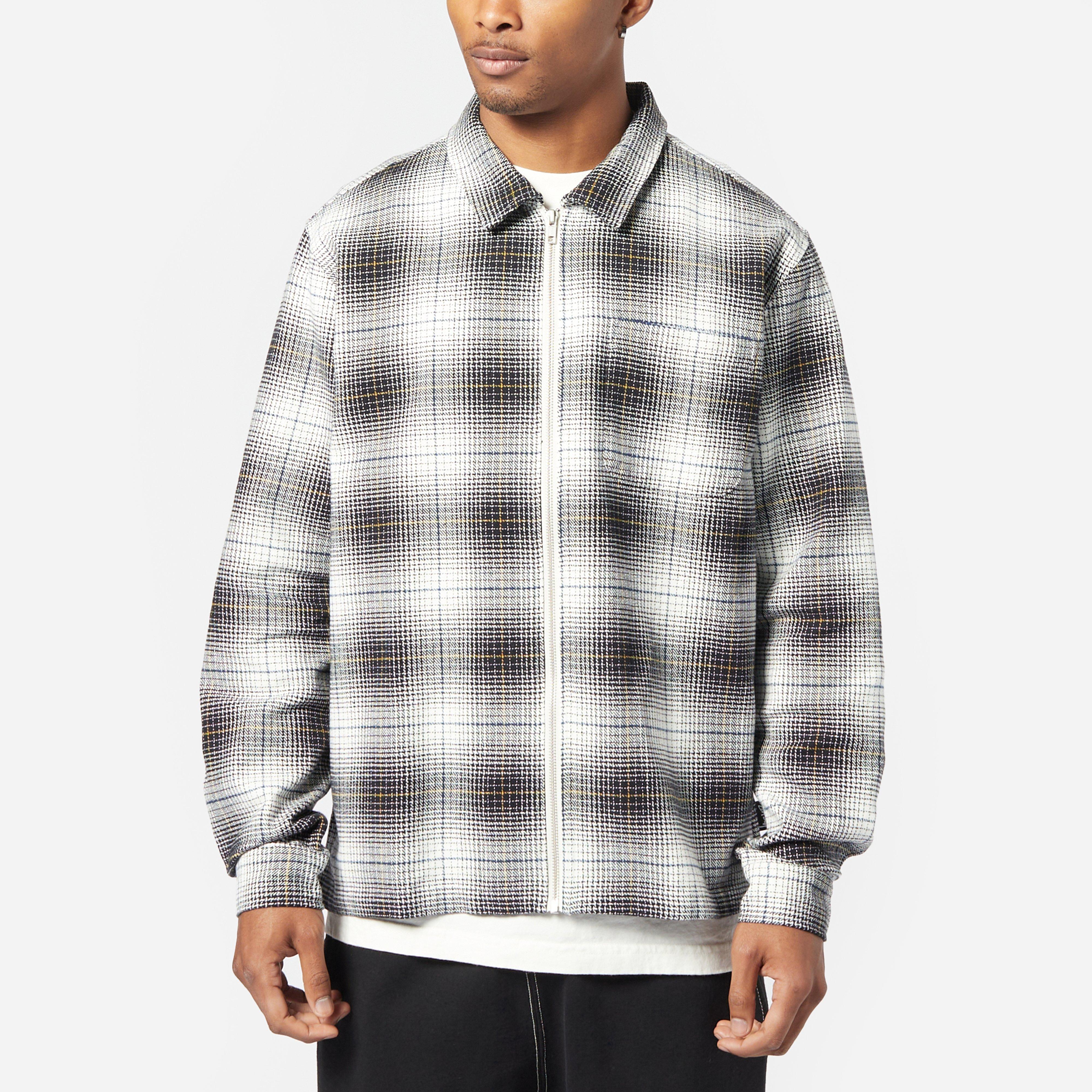 Stussy Paul Plaid Zip Flannel Shirt in Gray for Men | Lyst