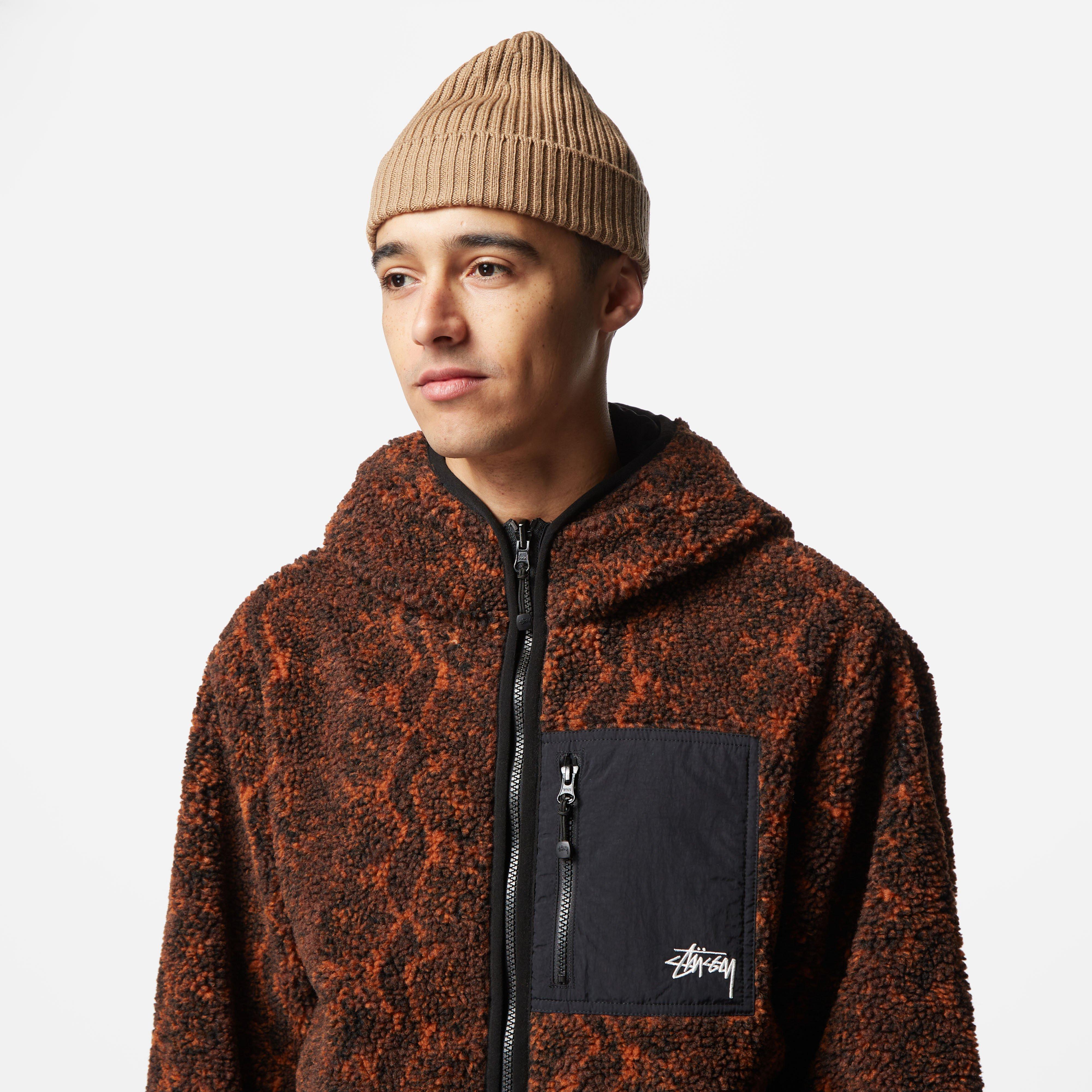 Stussy Reversible Snake Jacquard Sherpa Jacket in Brown for Men | Lyst