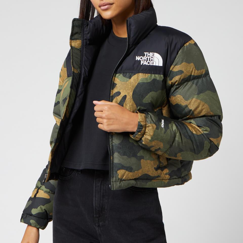 The North Face Goose Nuptse Crop Jacket in Black/Green (Green) - Lyst