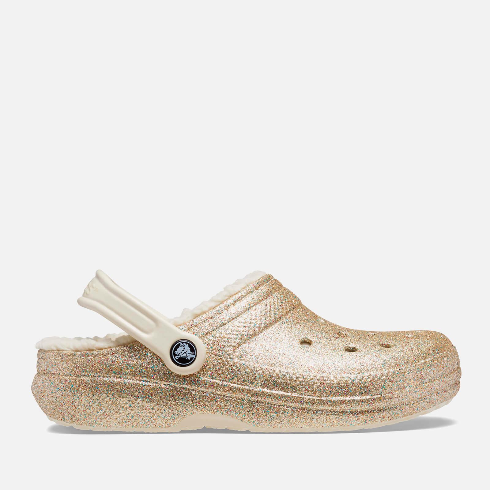 Crocs™ Glitter Classic Faux Shearling Lined Rubber Clogs in Natural Lyst