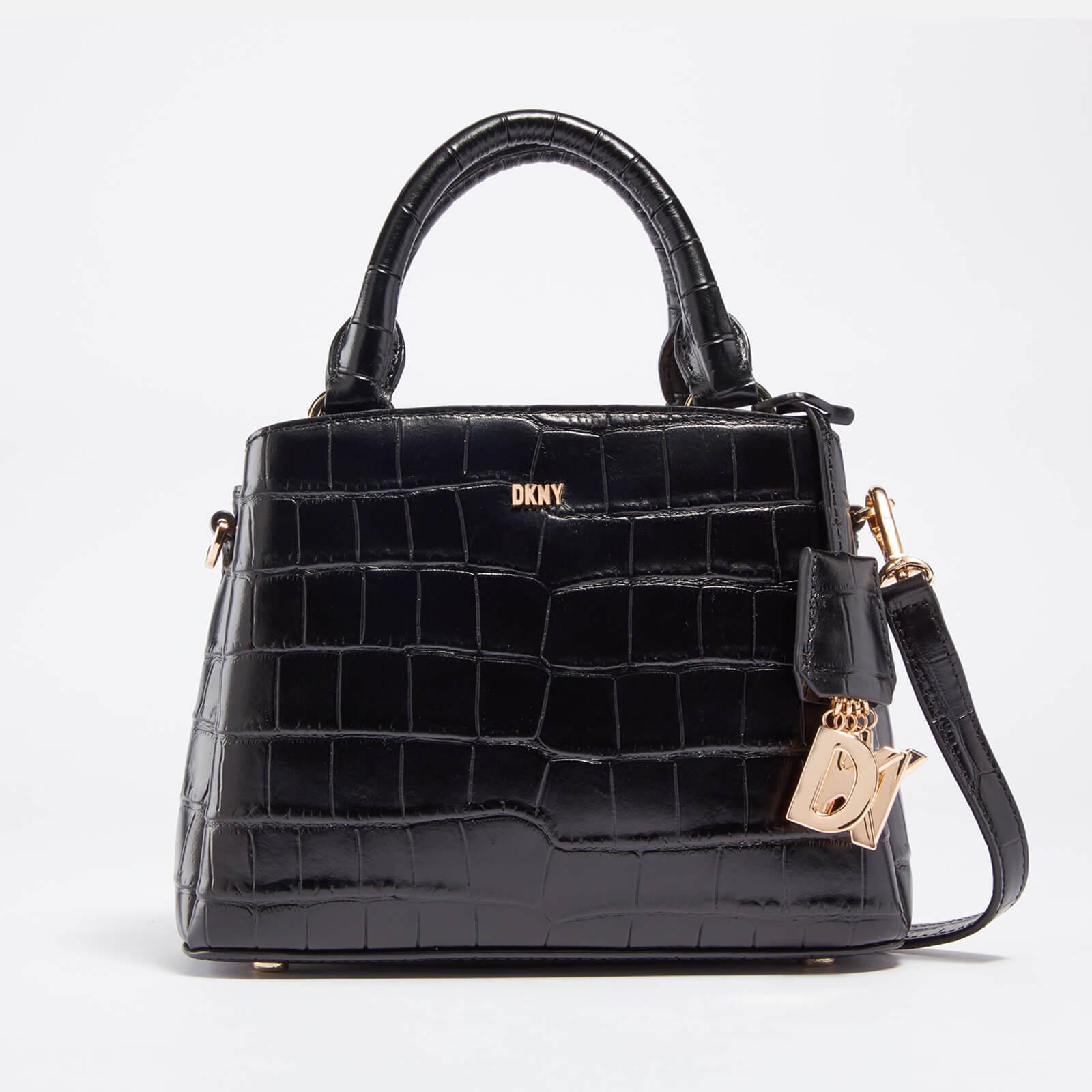 DKNY Paige Croc-effect Leather Crossbody Satchel Bag in Black | Lyst