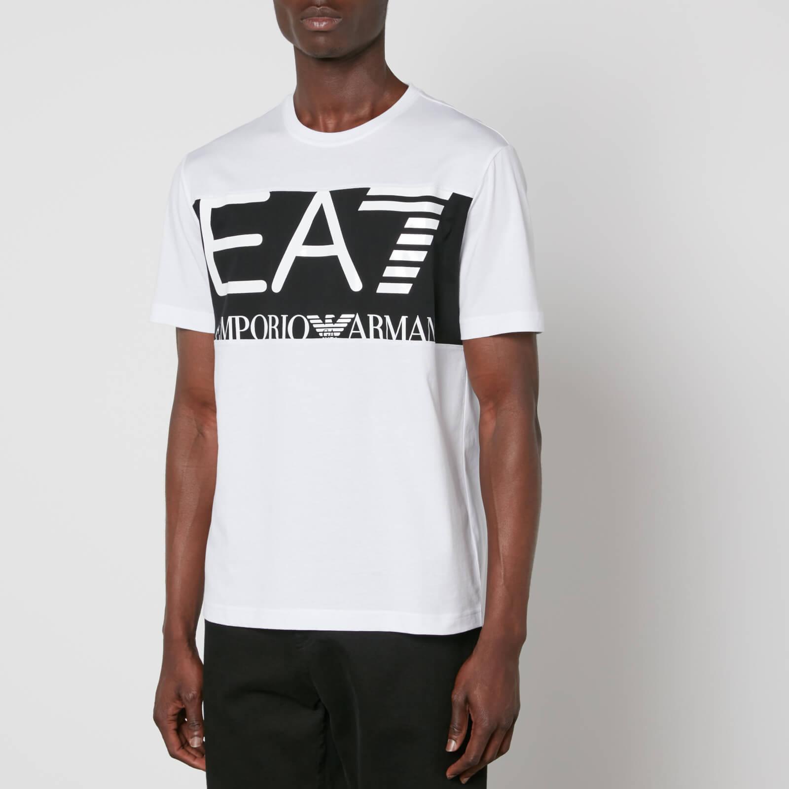 EA7 Gold Logo Cotton-jersey T-shirt in White for Men | Lyst