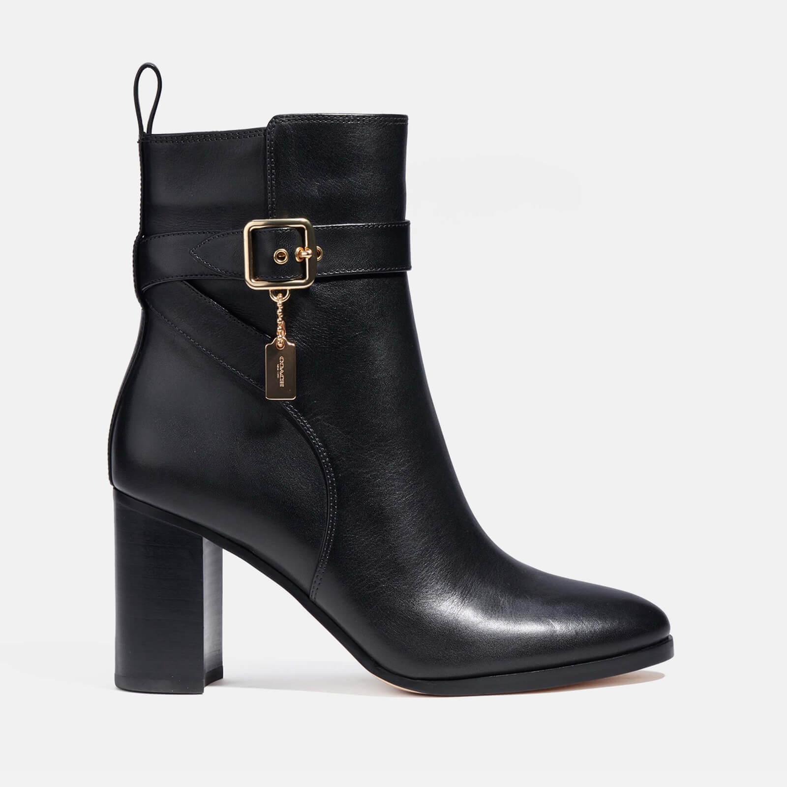 COACH Olivia Leather Heeled Boots in Black | Lyst