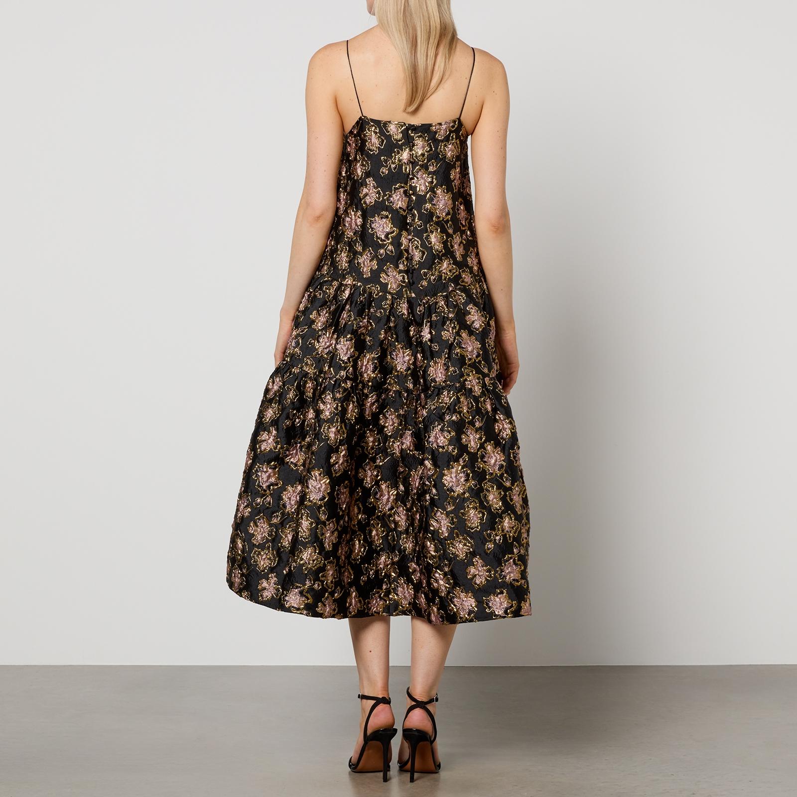Sister Jane Dream Floral-Jacquard Cloqué Midi Dress in Black