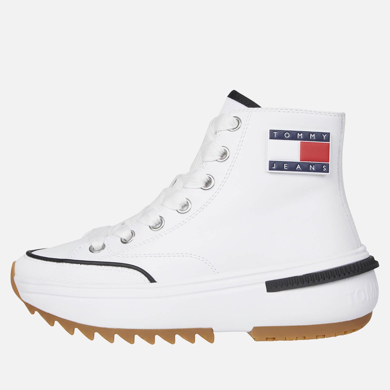 Tommy Hilfiger Mid Run Cheat Leather Hi-top Trainers in White | Lyst