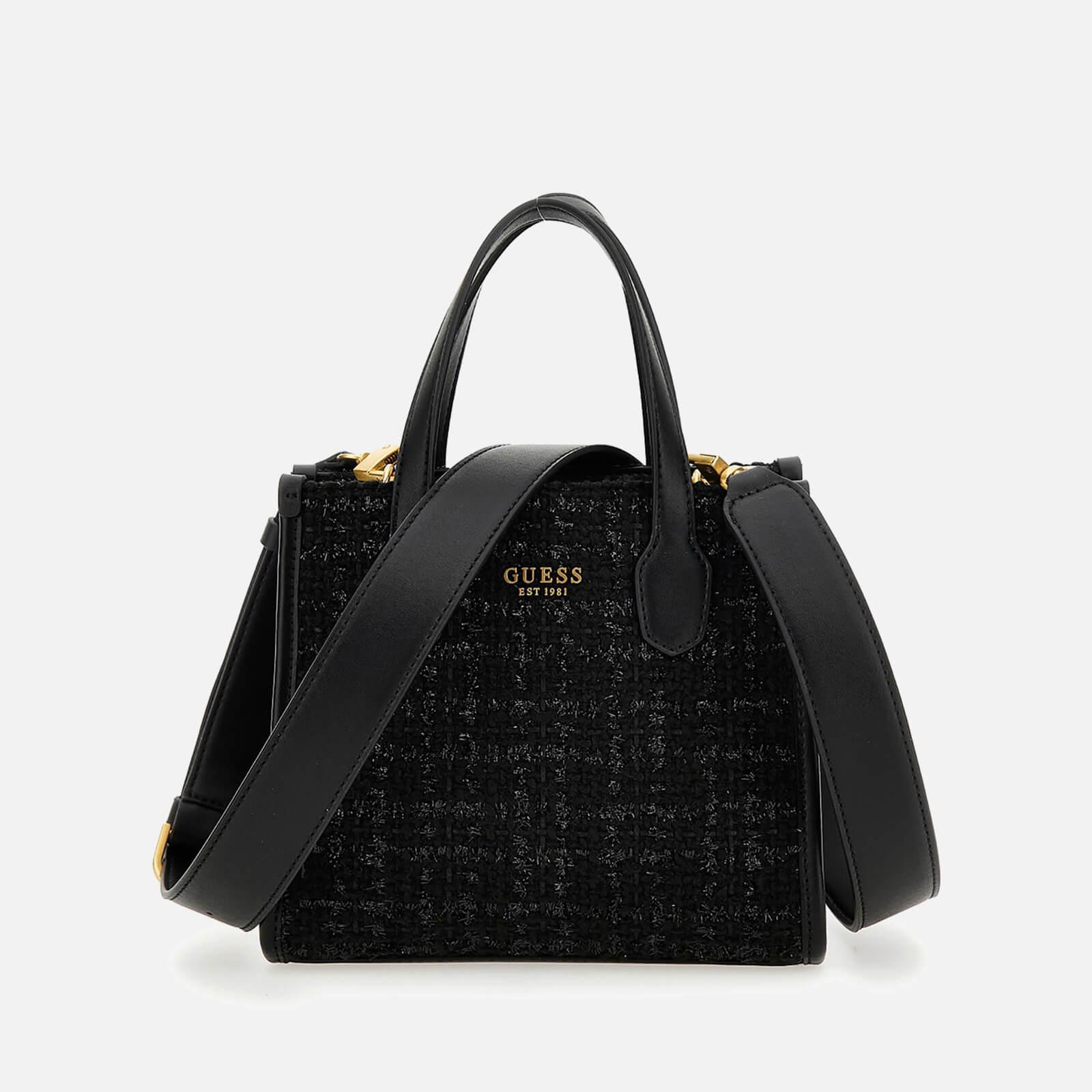 Guess Silvana Tweed Mini Tote Bag in Black | Lyst