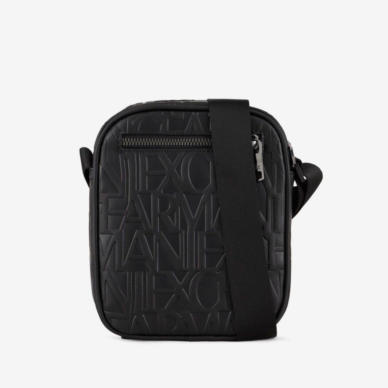 Armani Exchange Allover Monogrammed Leather Messenger Bag in Black for ...