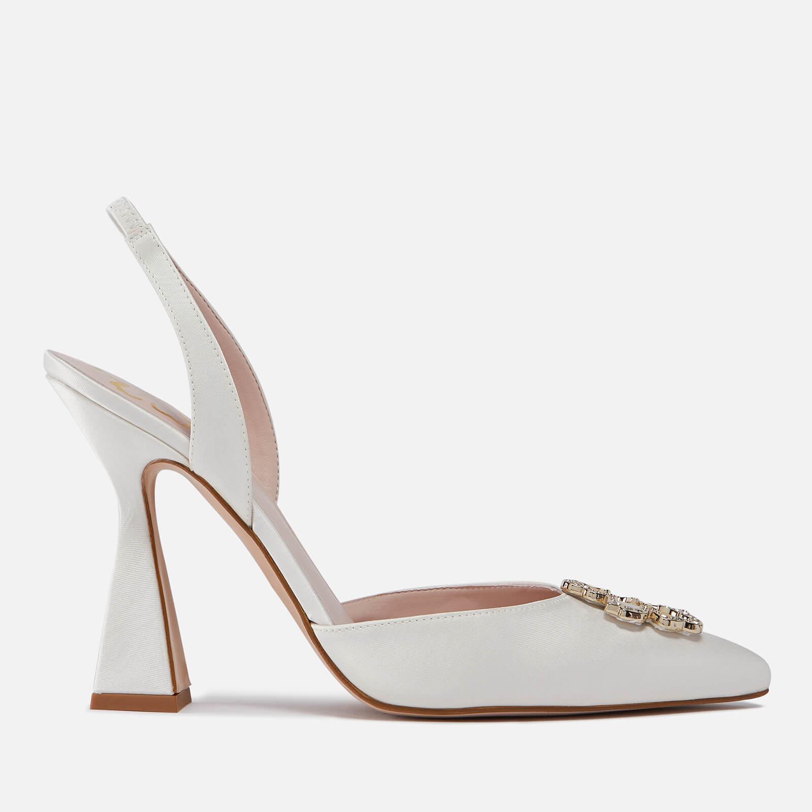 Ted Baker Betzay Satin Heeled Slingback Pumps in White | Lyst