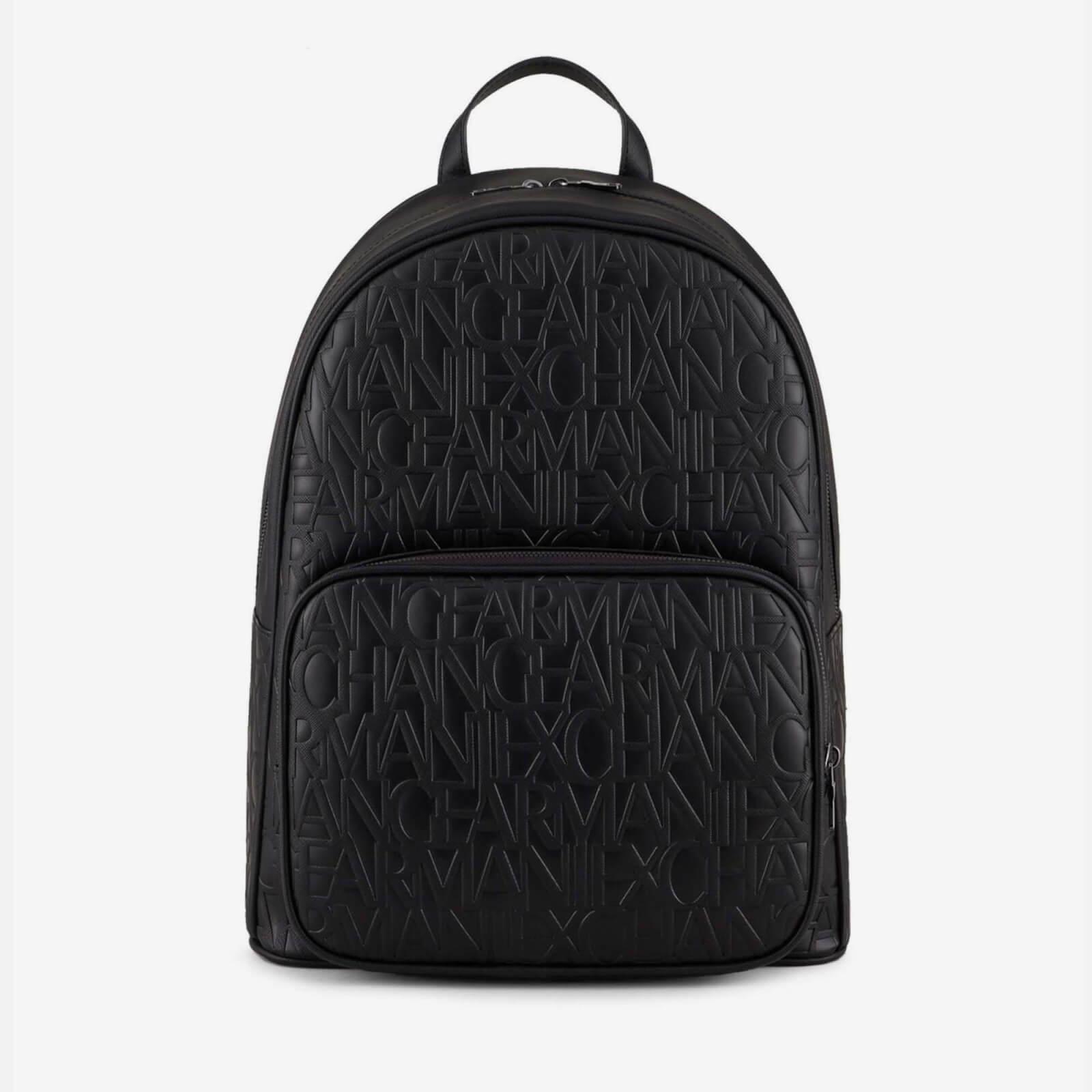 Armani Exchange Allover Monogrammed Faux Leather Backpack in Black for ...