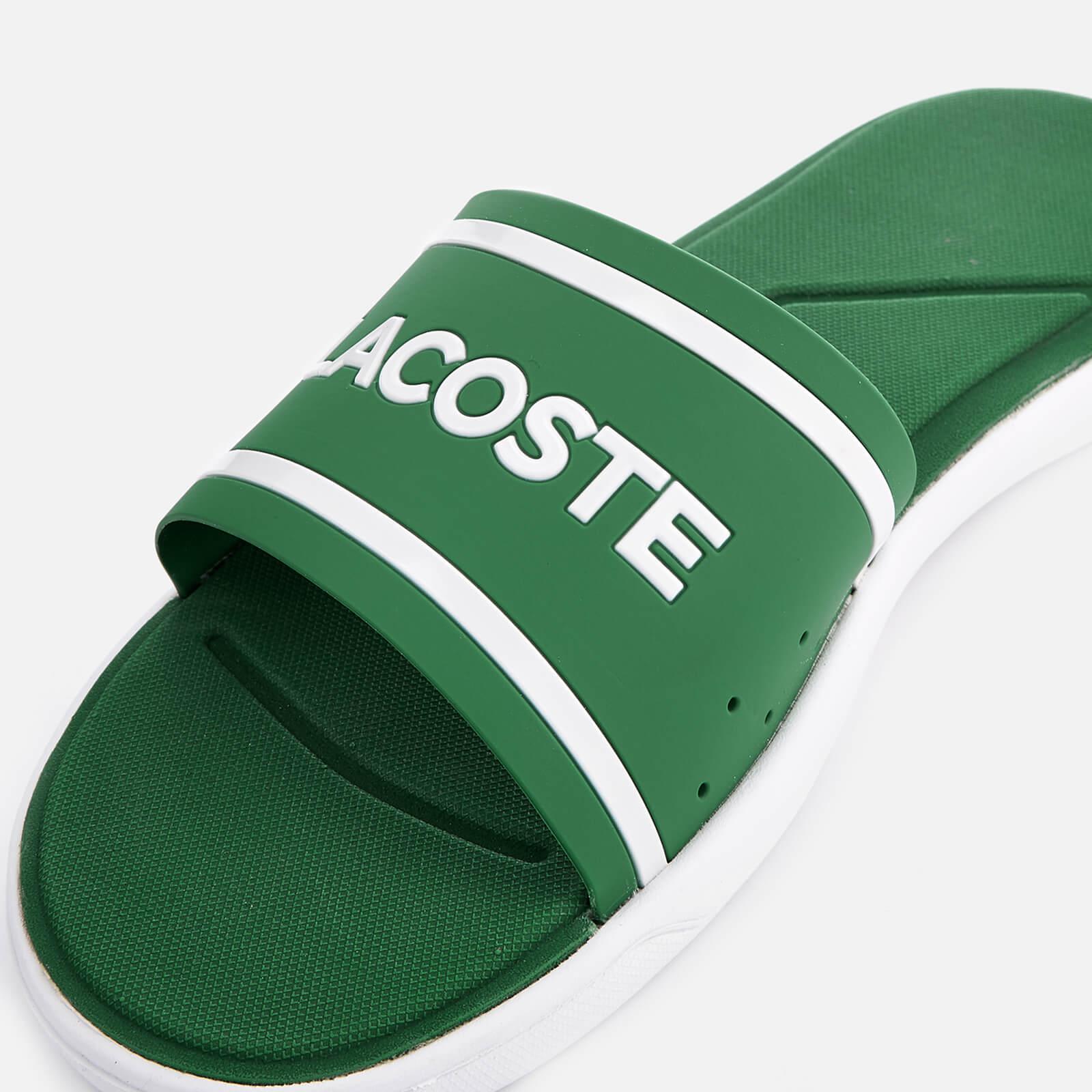 lacoste flip flops green