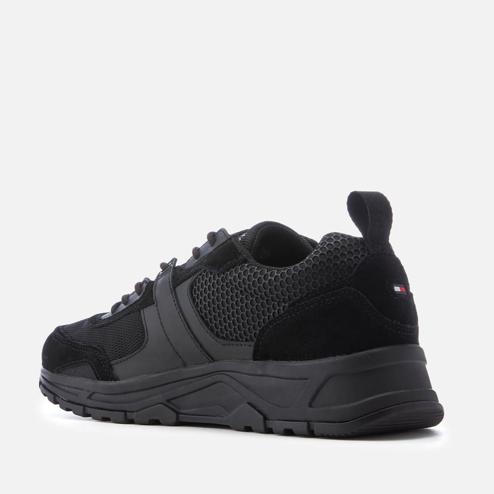 tommy hilfiger material mix lightweight logo trainer in black