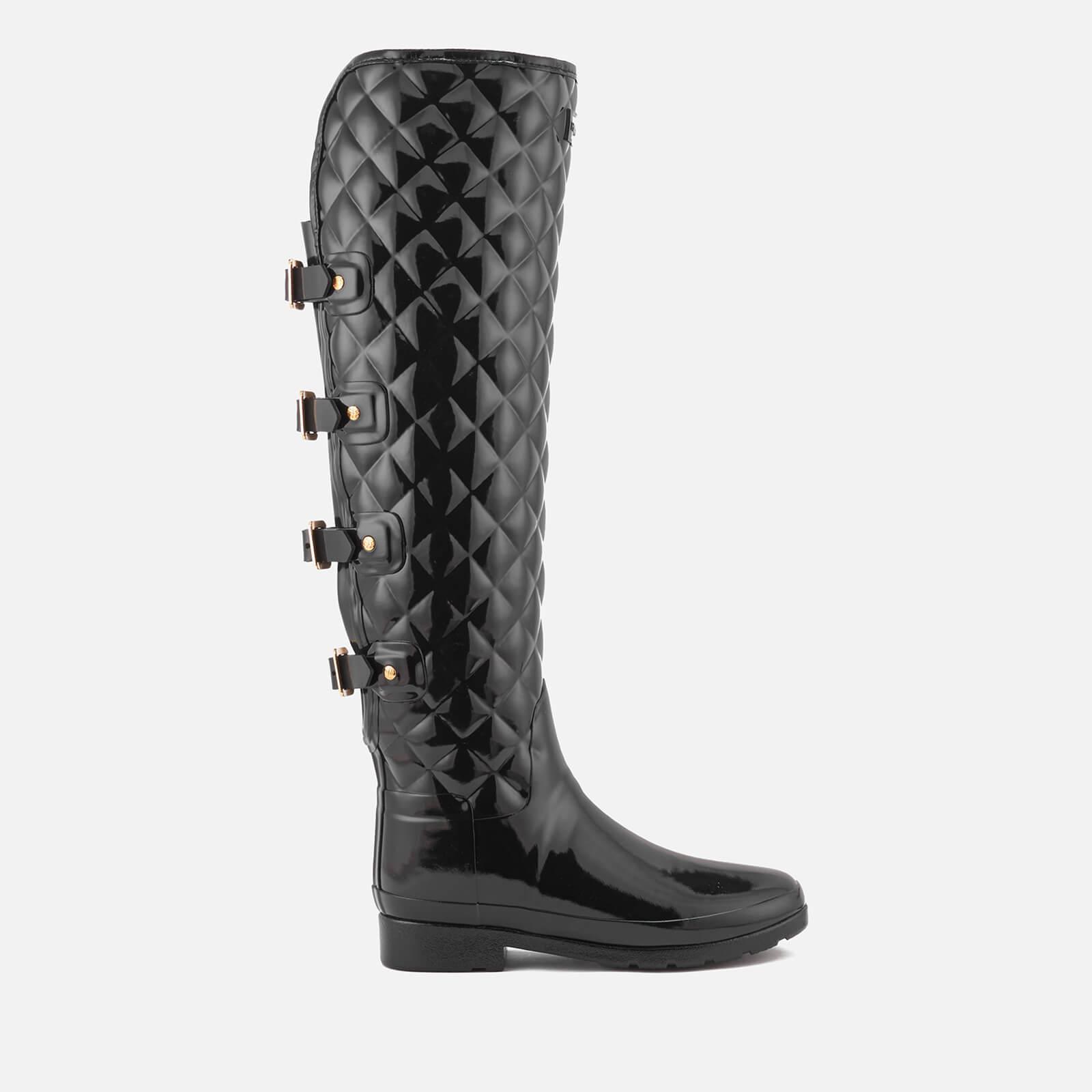 HUNTER Refined Over The Knee Gloss Quilted Boots in Black | Lyst Canada